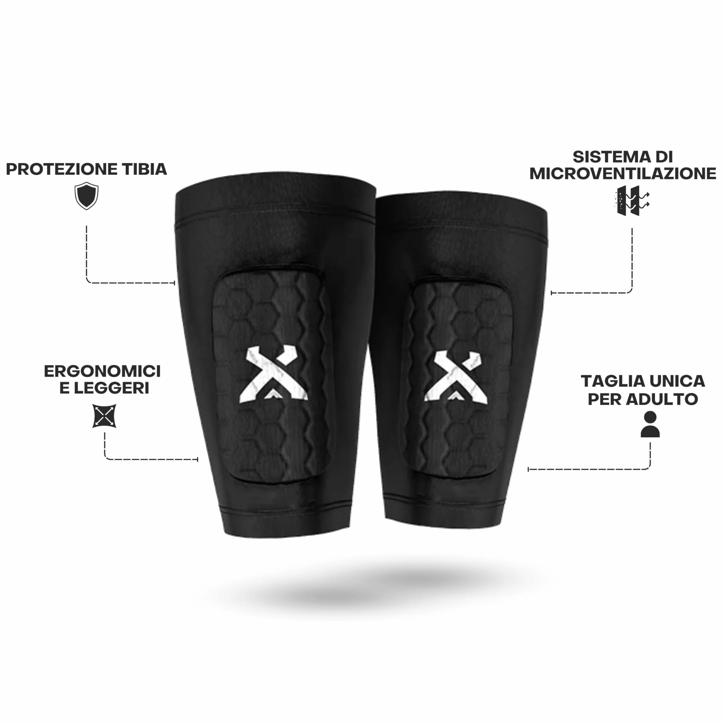 GEARXPro - Protège-Tibias Football avec Manchon de Maintien - Rembourrage EVA Antichoc - Légers, Respirants et Ergonomiques