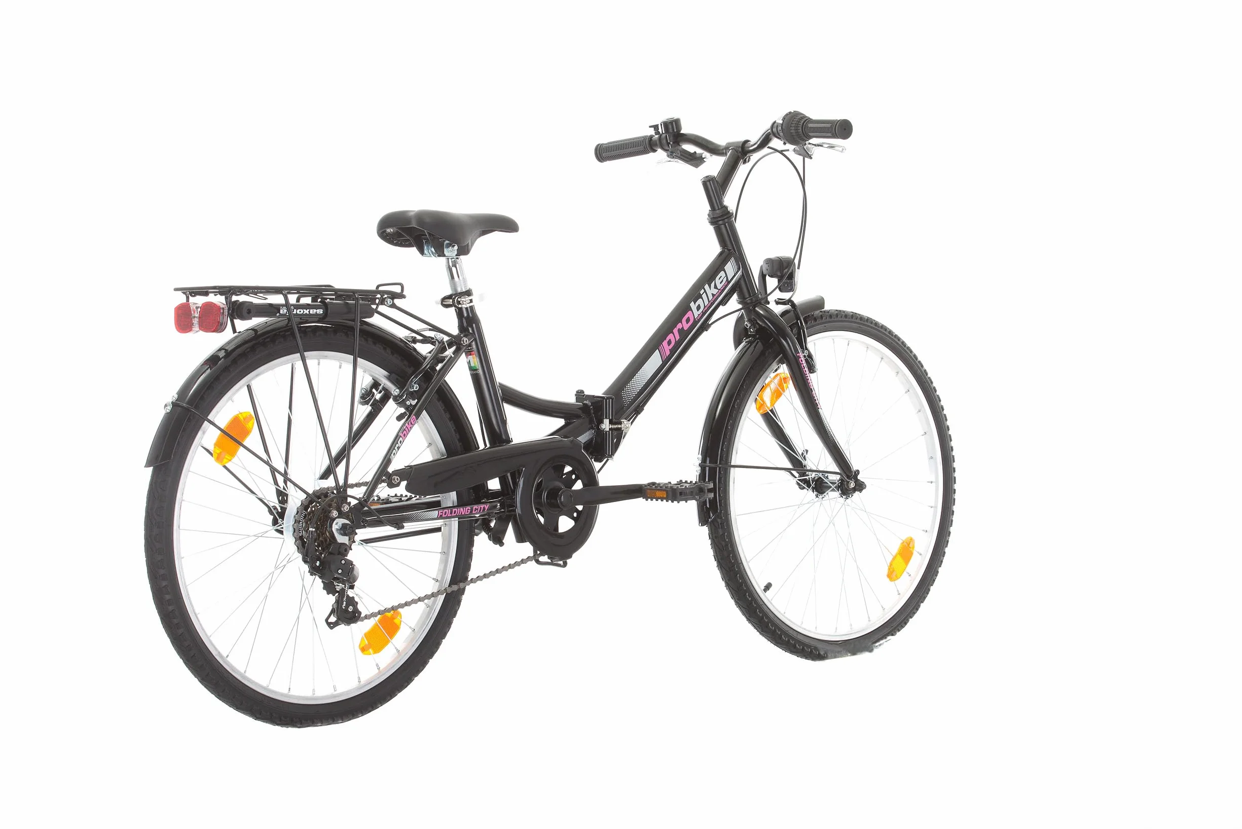 Multibrand Folding City, Vélo Pliant Confort pour Femme 24 Pouces, 6 Vitesses, Frein V-Brake, éclairage de vélo, Garde-Boue, Porte-vélos, Convient aux Femmes et aux Filles de 135 à 160 cm