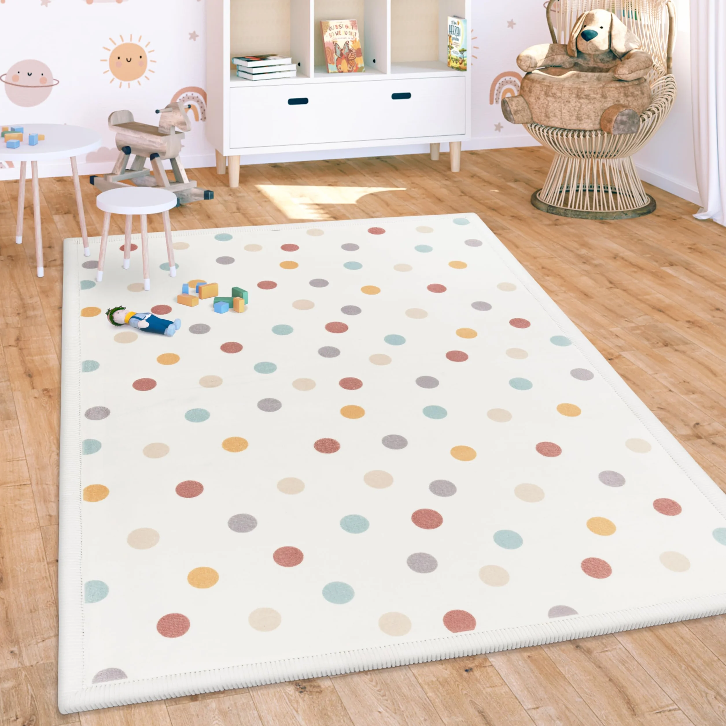 Paco Home Tapis Antidérapant Arc-en-Ciel Motif Animal Pois 140x200 cm Multicolore