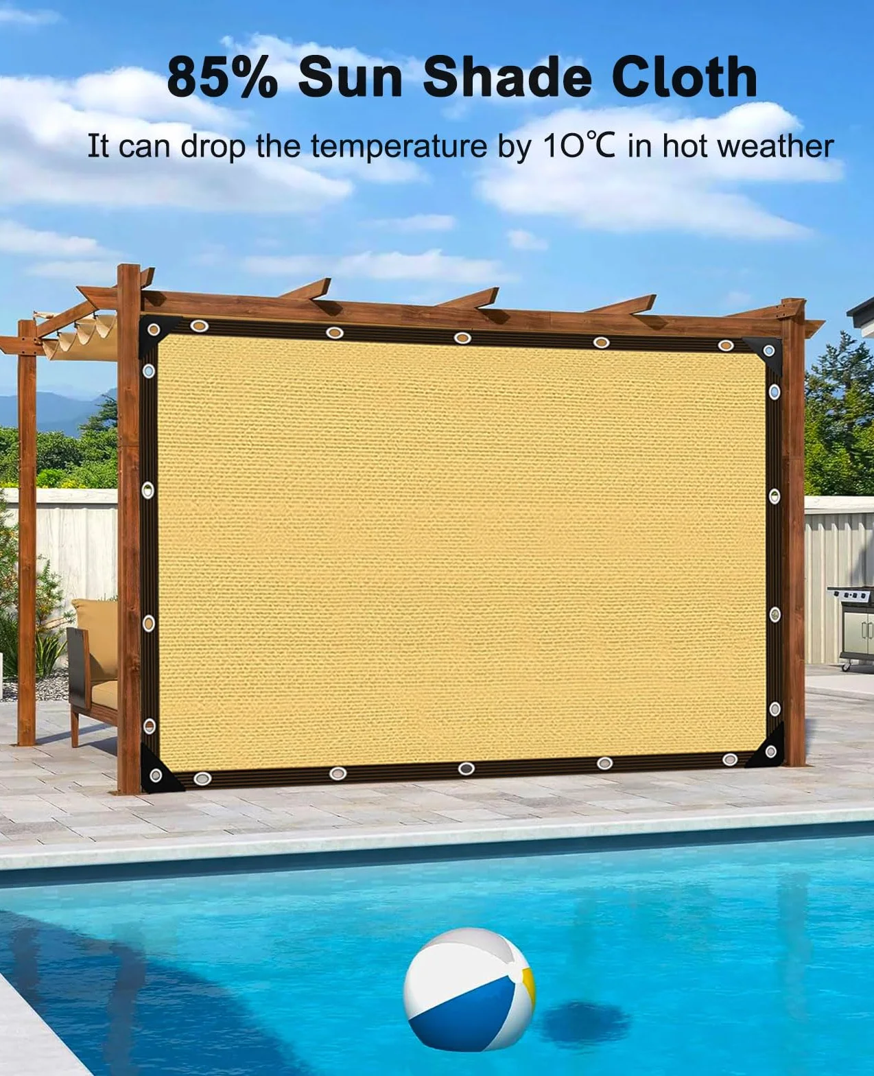 Voile d'ombrage 85% UV toile d'ombrage avec œillets pour serre jardin pergola patio