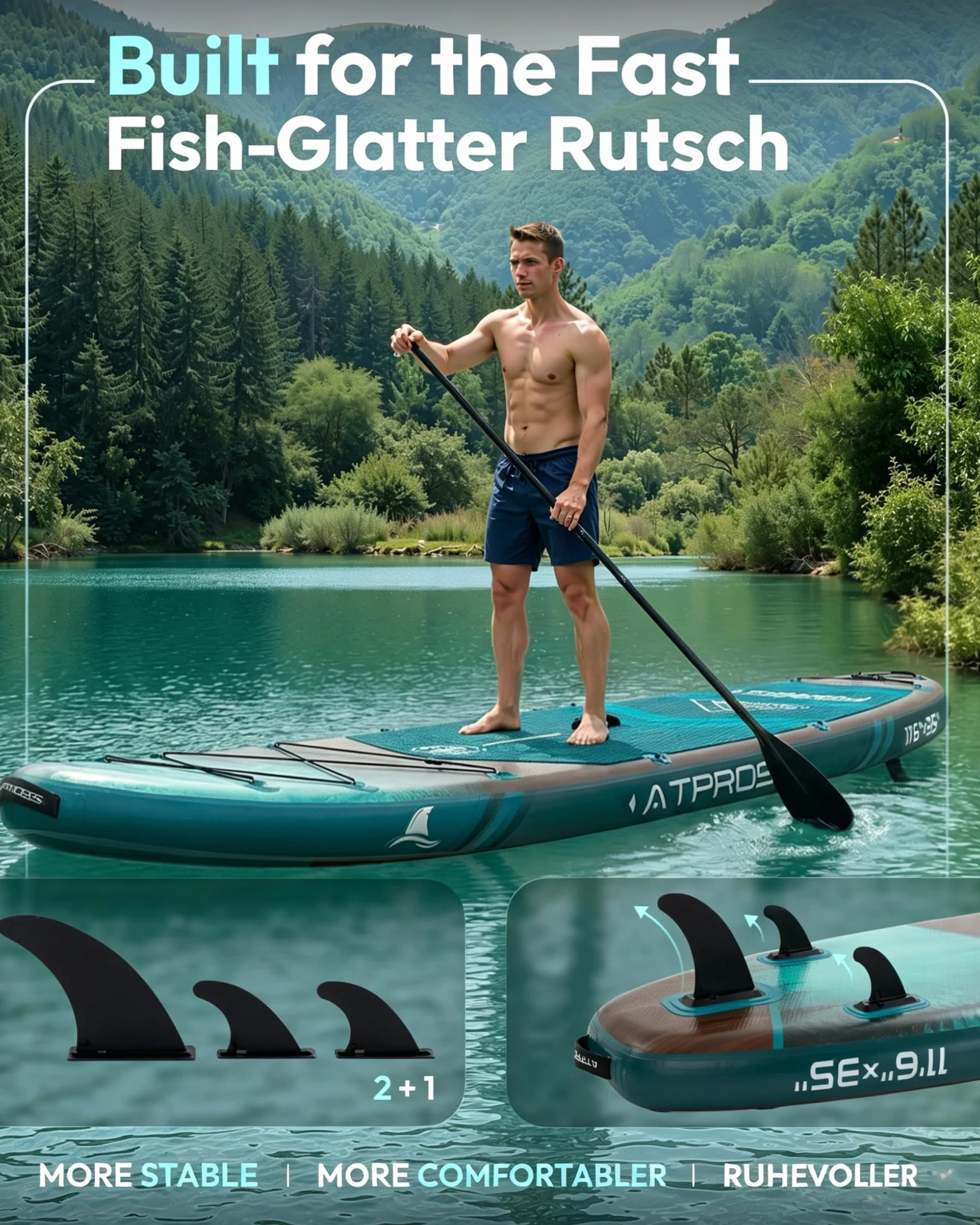 Planche à pagaie gonflable pour adultes, 350 x 89 x 15 cm, 200 kg, extra large, avec kit d'accessoires de SUP et sac à dos, planche de kayak antidérapante, stable, pour yoga, pêche, surf