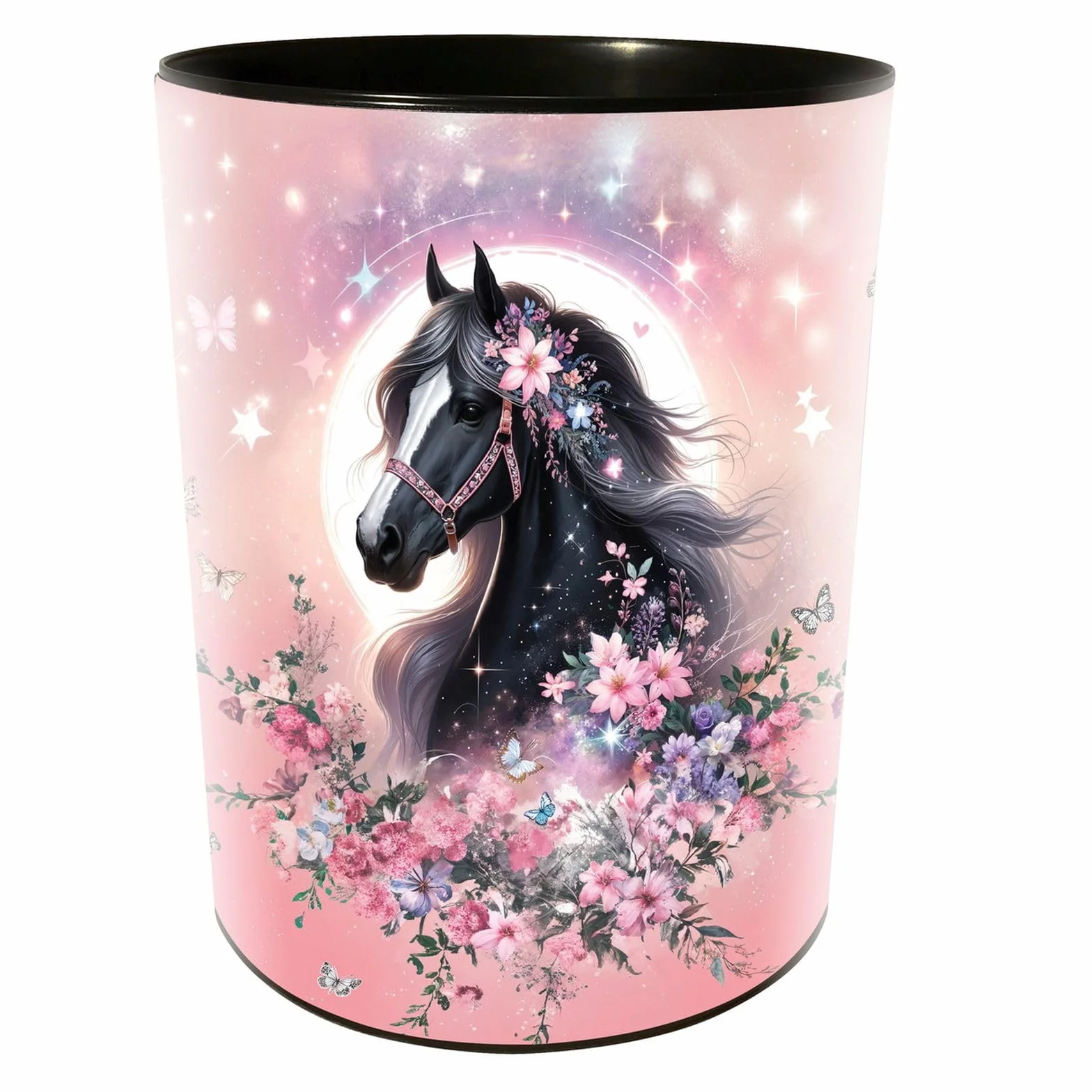 Goldbuch Luna Corbeille à papier enfants motif cheval 25 cm 30 cm 12 l rose