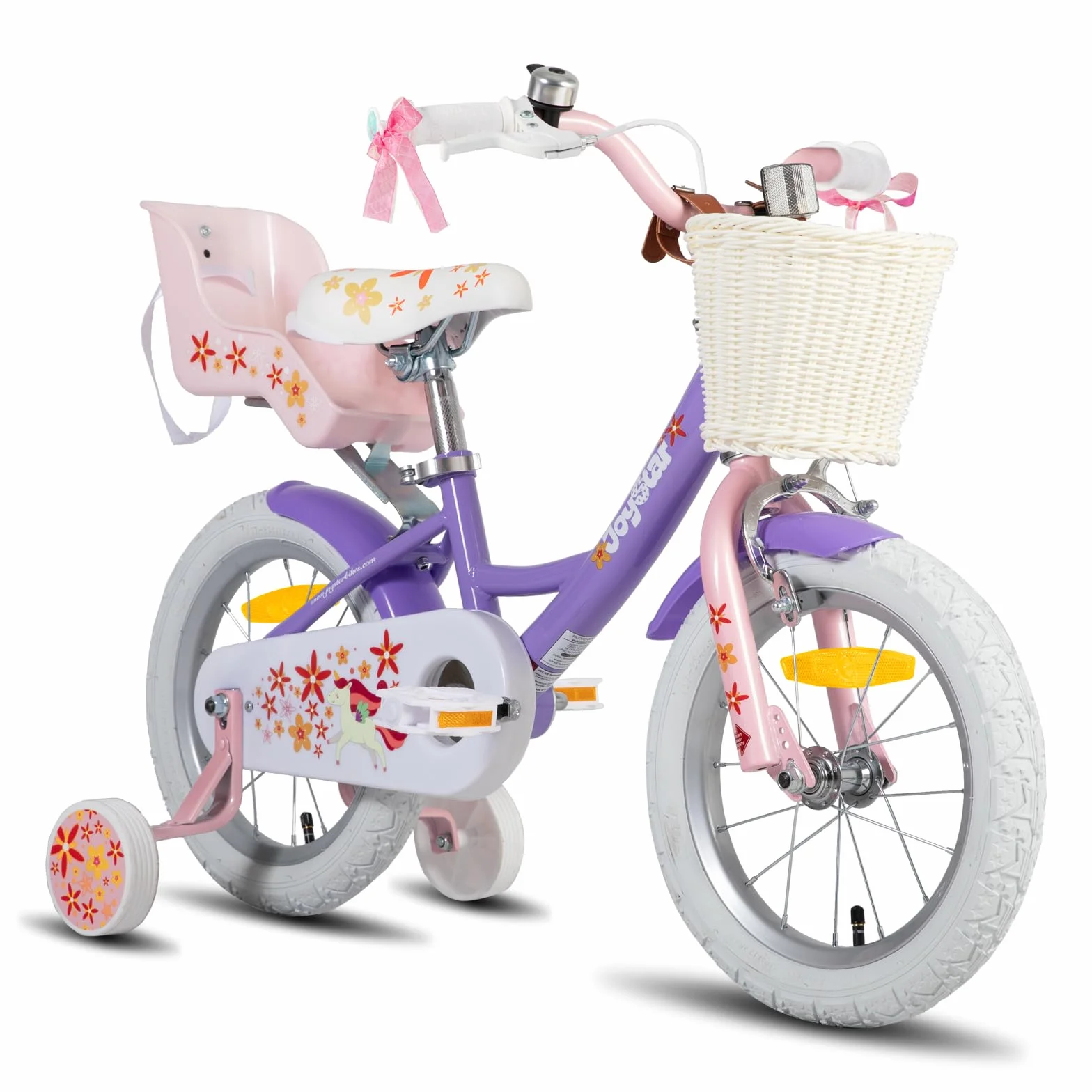 JOYSTAR Vélo Licorne 12/14/16/18 Pouces pour Filles 2-9 Ans, vélo Enfant avec siège vélo poupée et Roues stabilisatrices& Panier