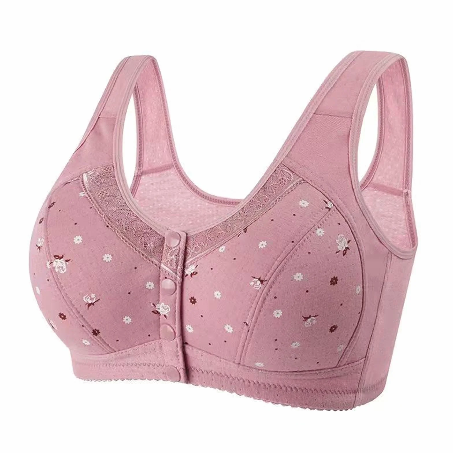 Soutien-Gorge pour Femmes âgées en Coton, Lot de 3, Fermeture Devant, Large, sans Armatures