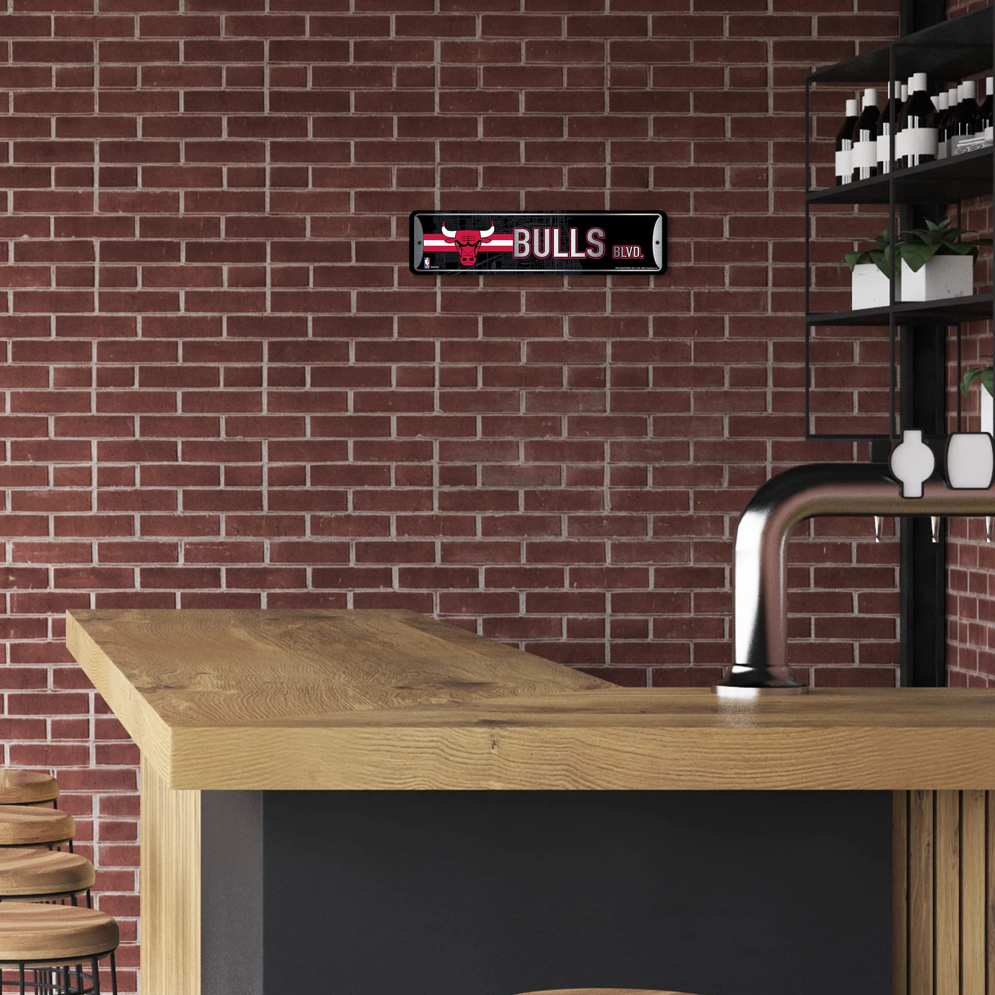 Rico Industries Plaque de rue en métal NBA Chicago Bulls (10,2 x 38,1 cm) – Idéale pour la maison, la chambre, la cave de l'homme