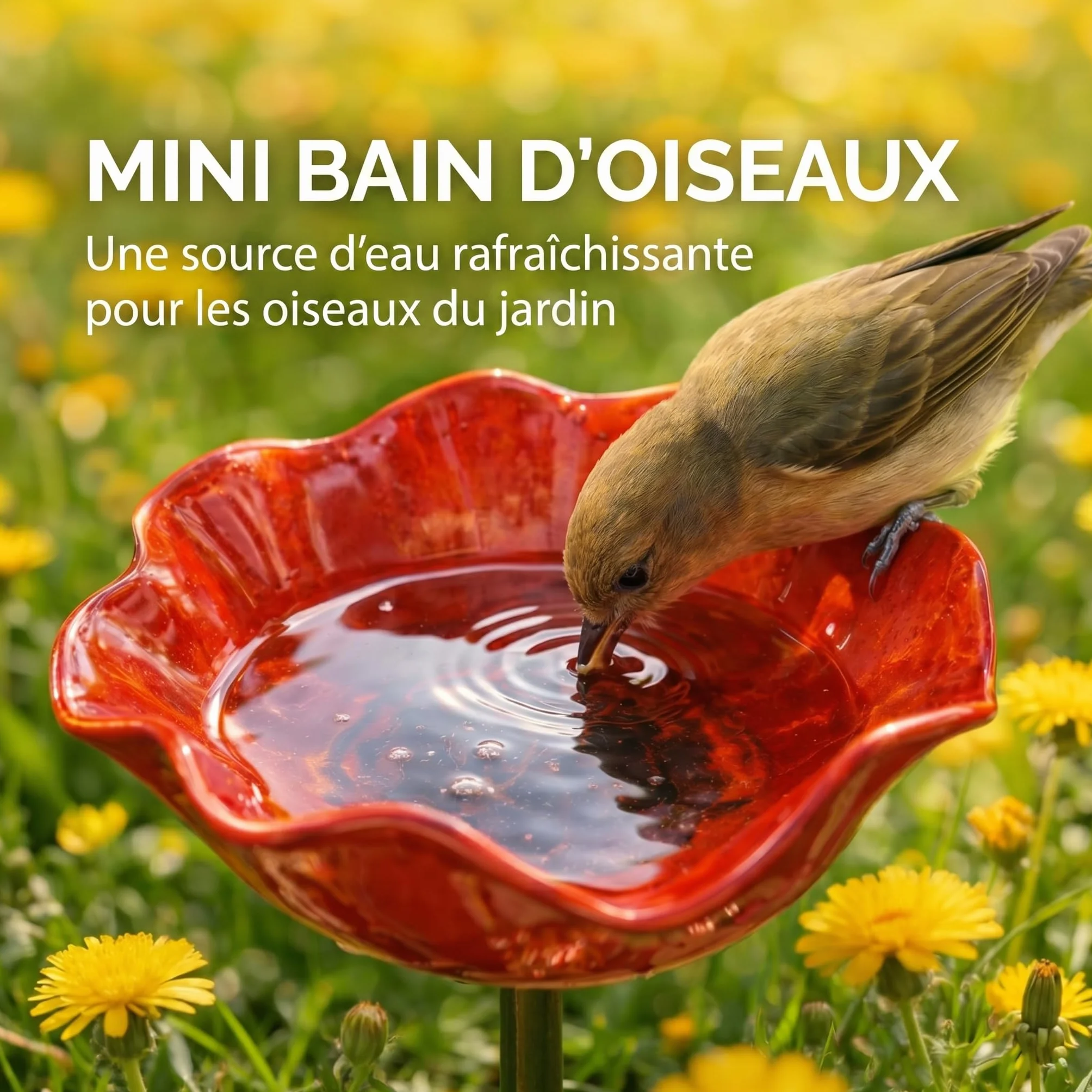 Mangeoire Oiseaux Extérieur Métal sur Pied 3 Pièces Forme Fleur pour Jardin