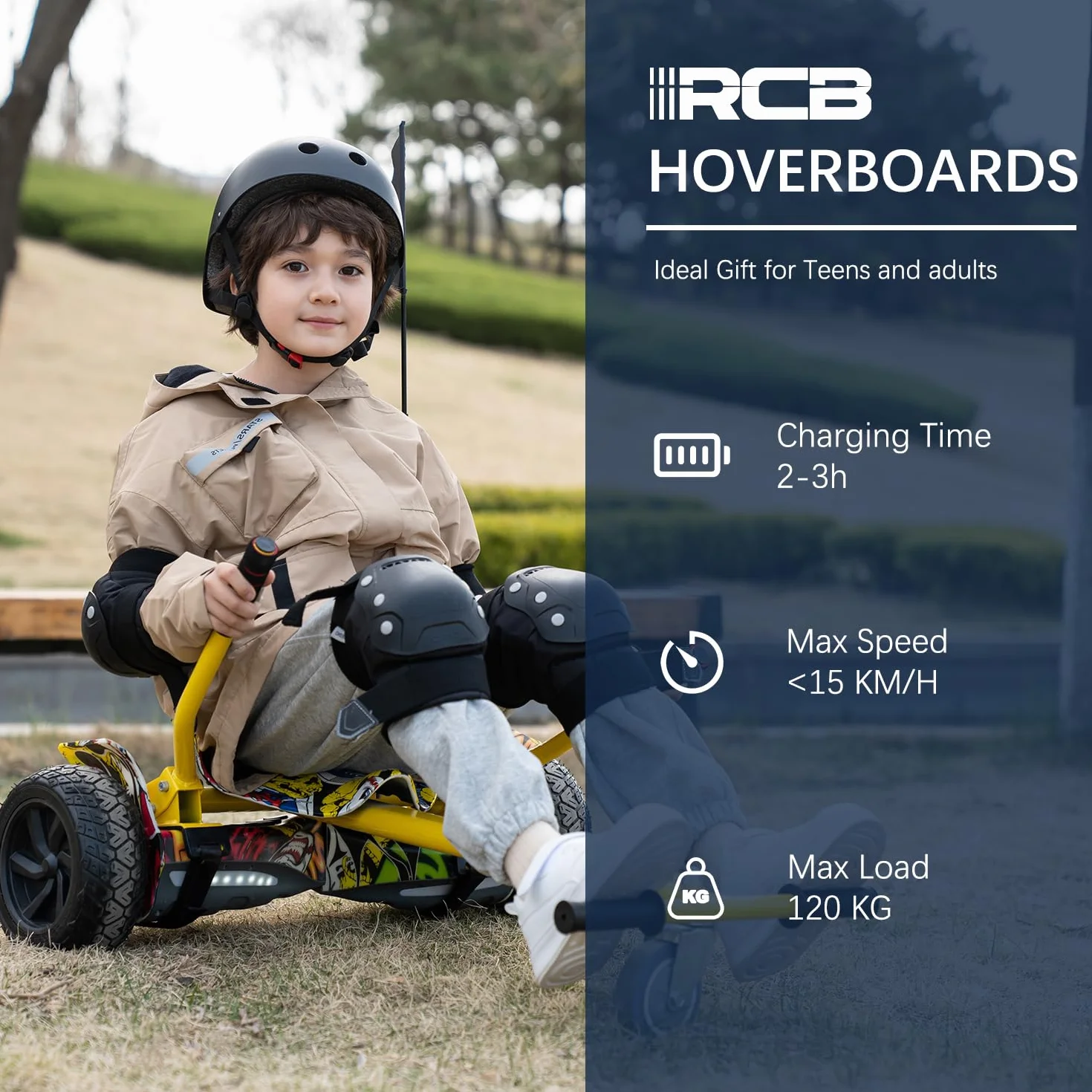 RCB Hoverboards SUV Auto-équilibré, APP contrôle Fonction, Hoverboard de 8,5 Pouces Bluetooth+ Hoverkart Go Kart，Cadeau pour Enfants et Adolescents