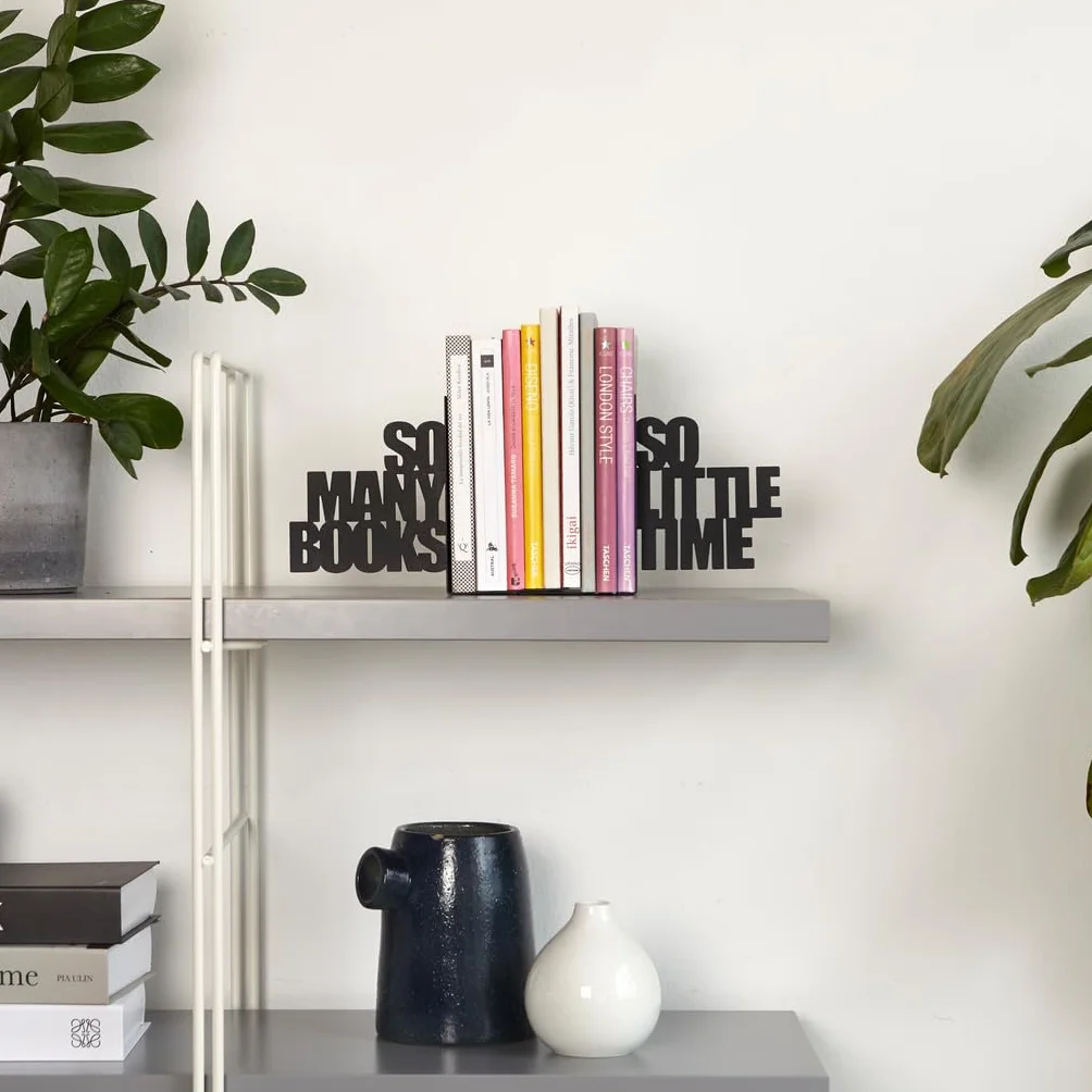 Balvi Serre-Livres décoratifs en métal Noir Set de Deux