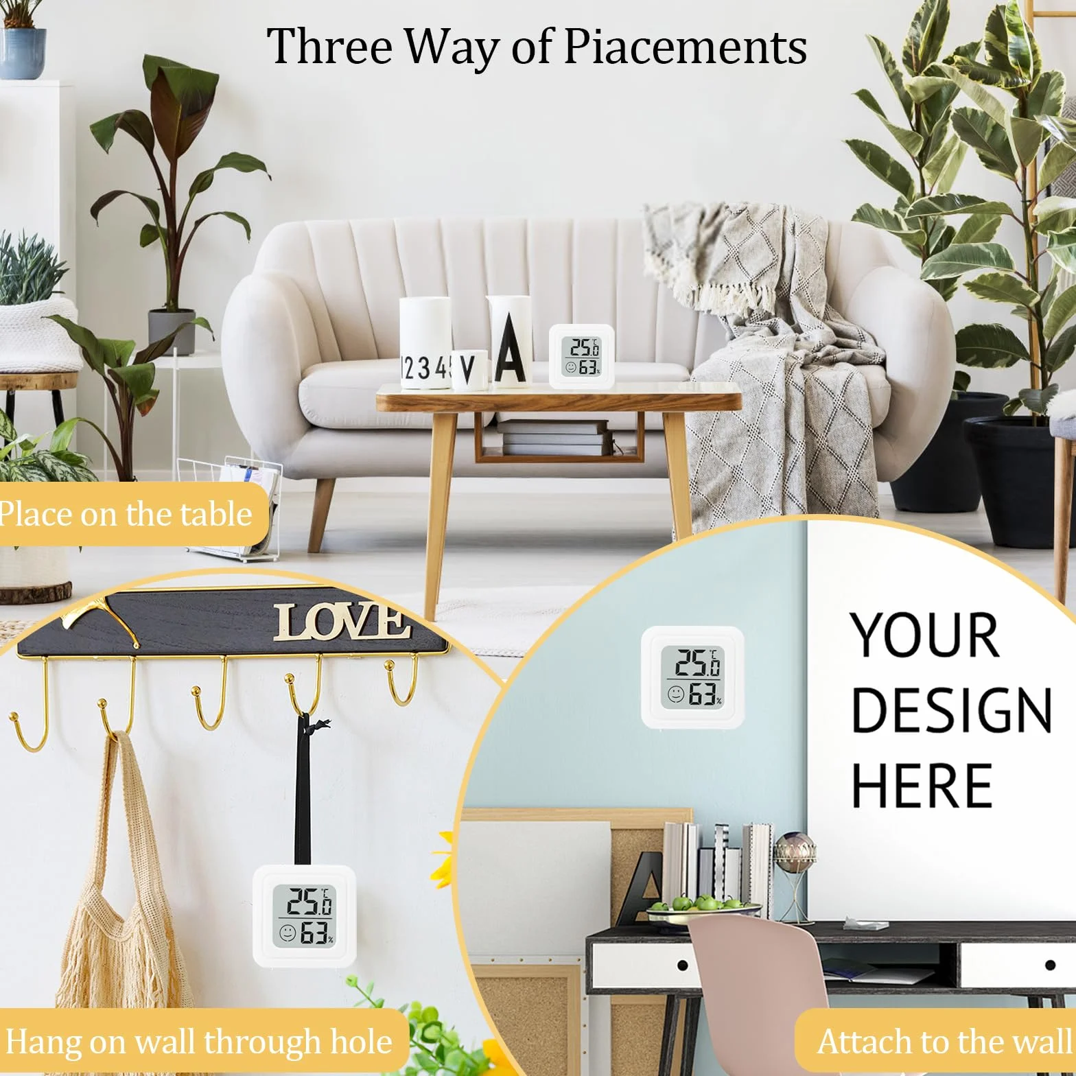 Thermomètre Hygromètre Intérieur Digital Haute Précision Moniteur Température Humidimètre 4 Pièces