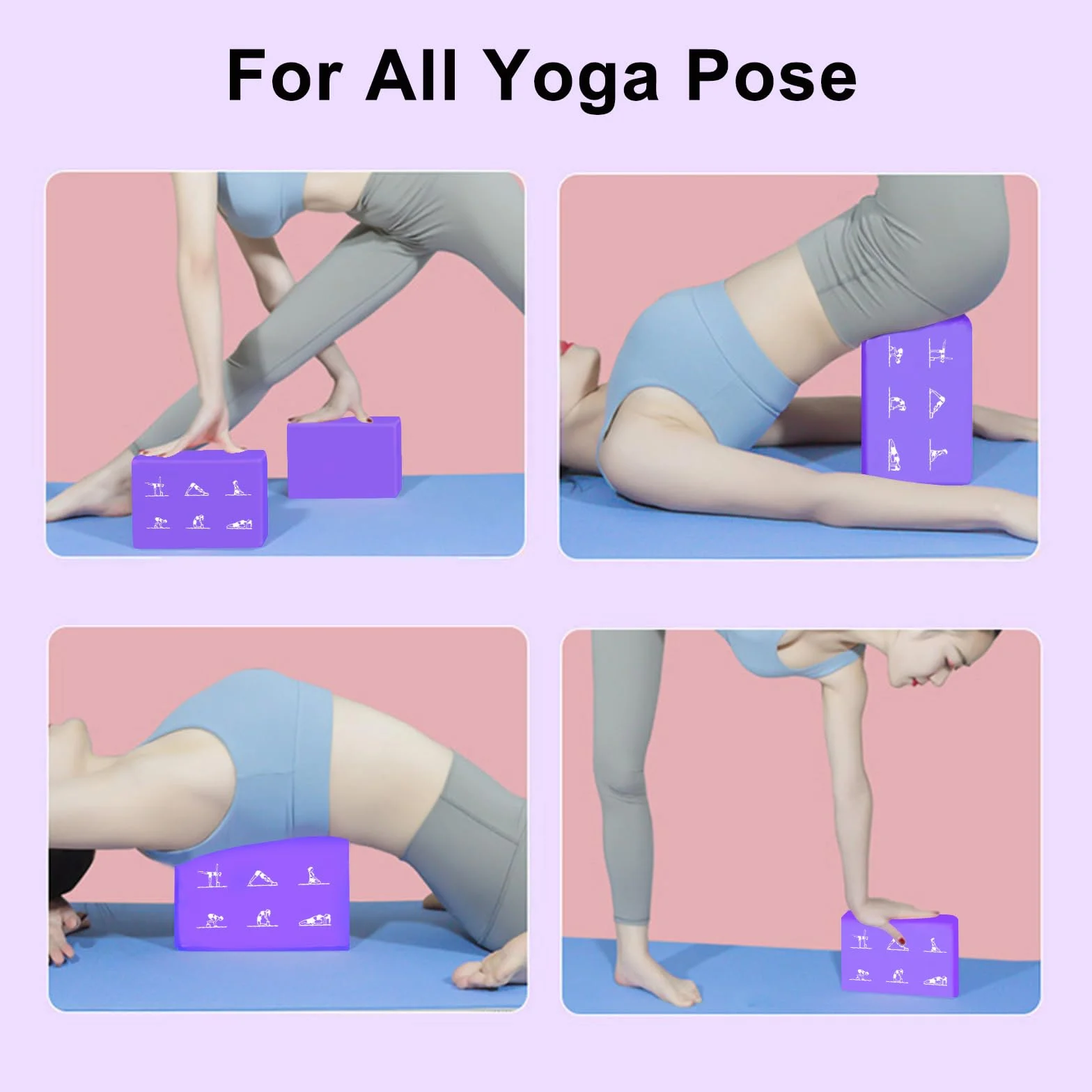 Lot de 2 blocs de yoga et sangles de yoga - Blocs en mousse EVA haute densité - Briques antidérapantes avec sangle de 6 m - Kit de blocs de yoga sans latex - 23 x 15 cm