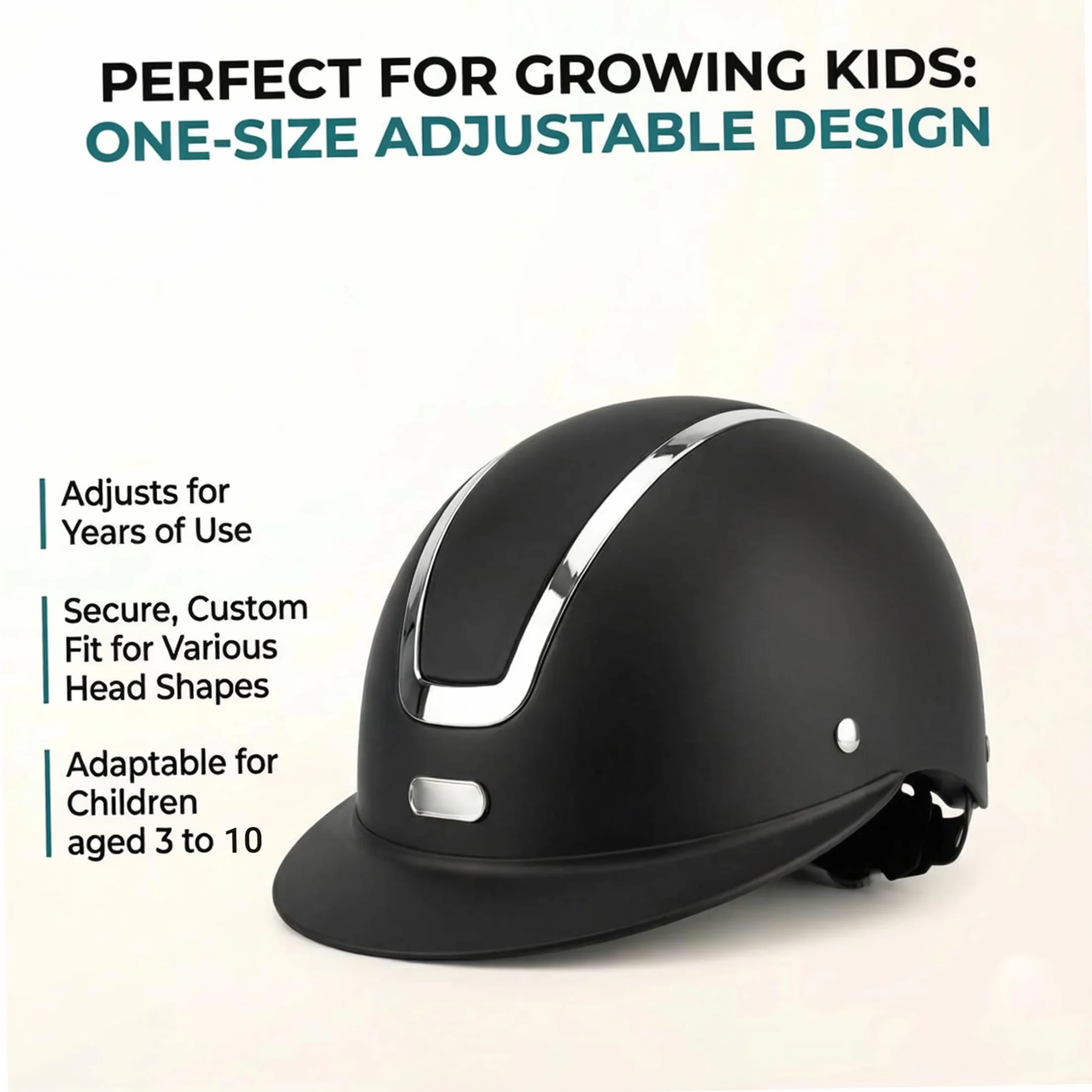 Casque d'équitation pour Enfants résistant aux Chocs pour l'entraînement en Plein air, Casque de sécurité équestre-Ajustement réglable de 48 à 52 cm