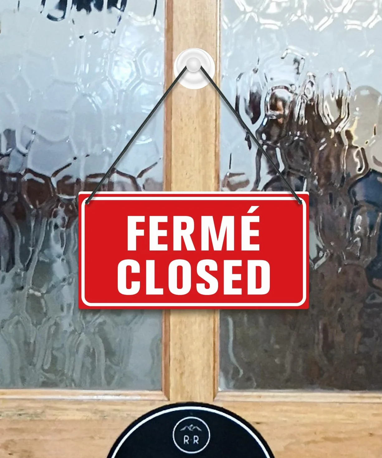 Panneau Ouvert/Fermé Recto-Verso en PVC, Plaque de Porte Bilingue Anglais Français, Enseigne de Boutique