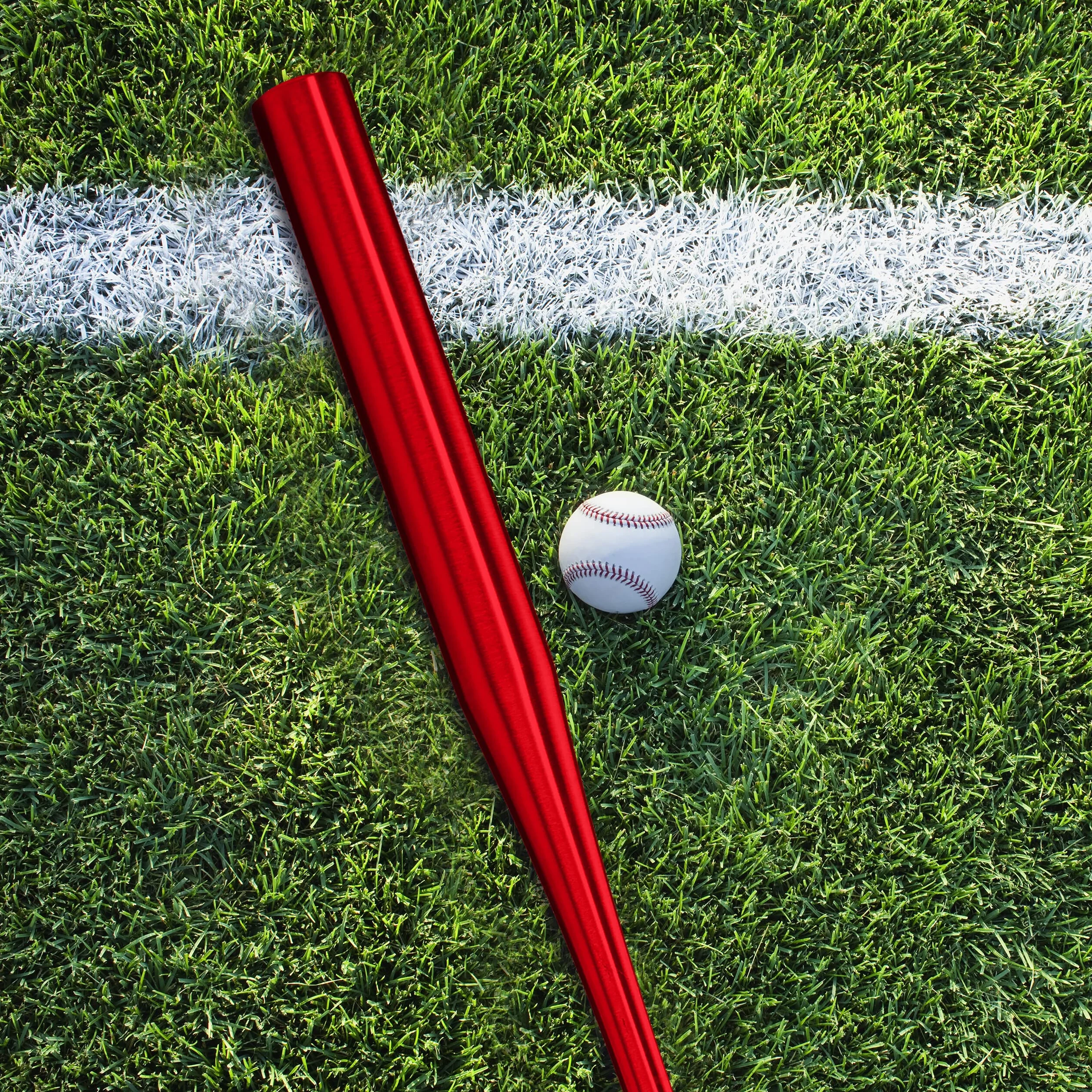 Relaxdays Batte de Baseball en Aluminium, 34 Pouces / 86 cm, Manche antidérapant, Accessoire en Aluminium, Rouge