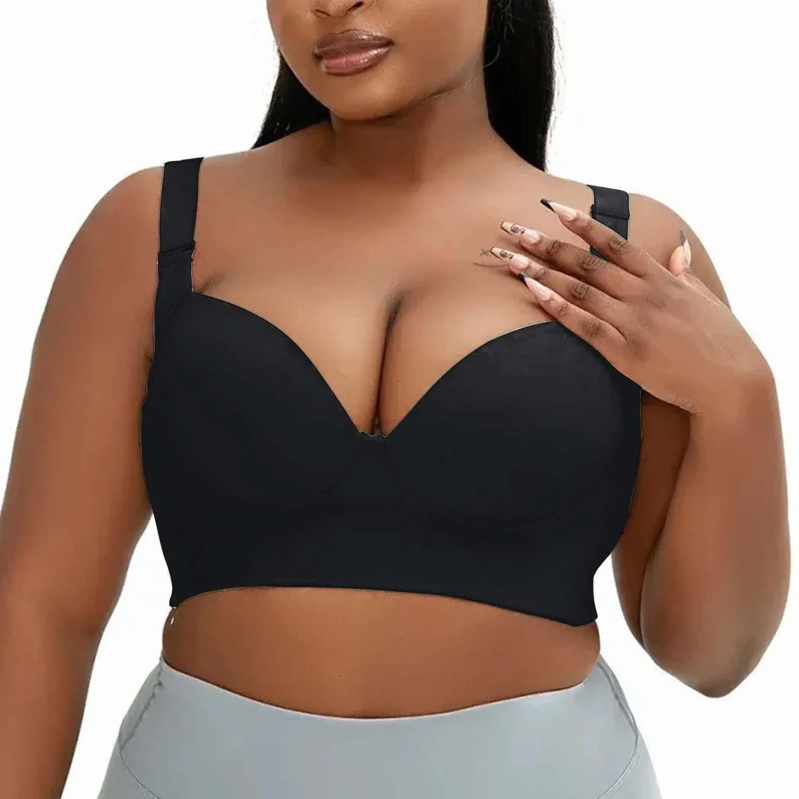 Soutien-Gorge Sexy Brillant de Grande Taille avec Ajustement Anti-affaissement sur Le côté de la Poitrine pour Femme Débardeur Chat