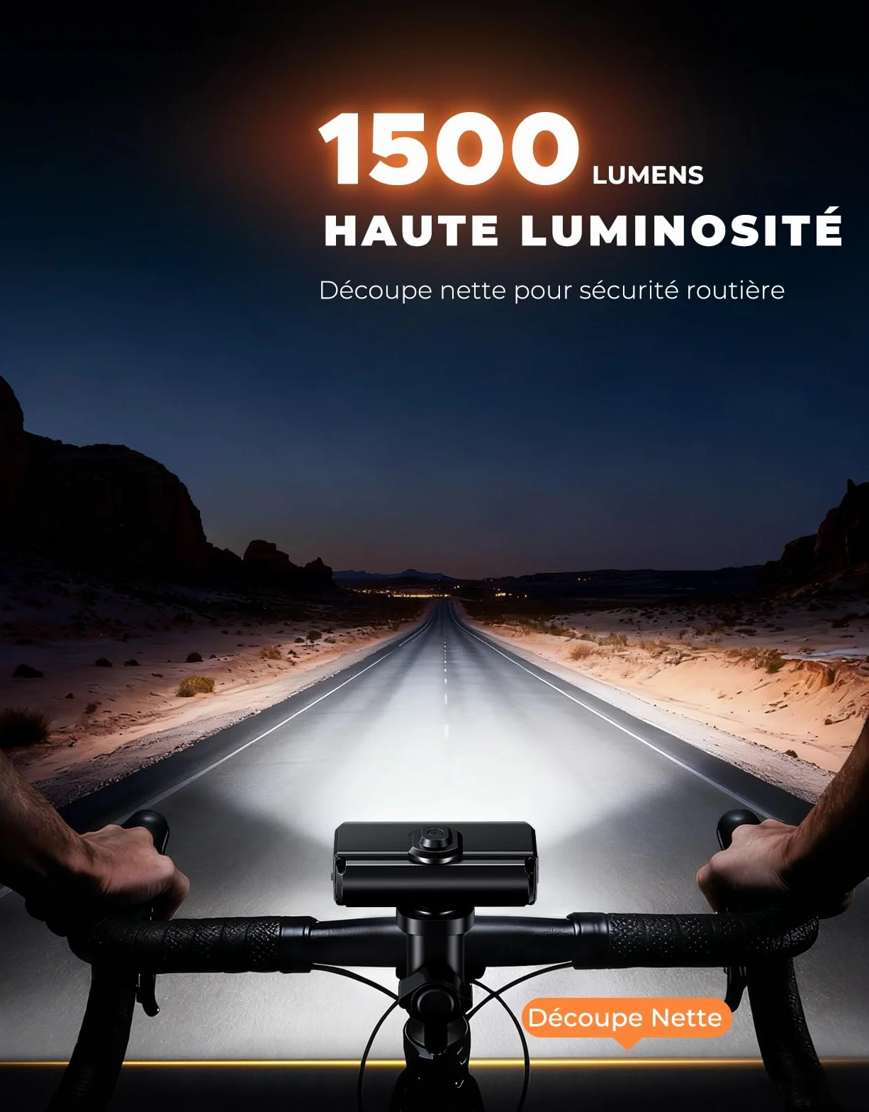 EOIWUY Lumiere Velo Avant et Arriere 1500LM Super Lumineux Eclairage Velo LED Rechargeable USB IP65 Lampe Velo