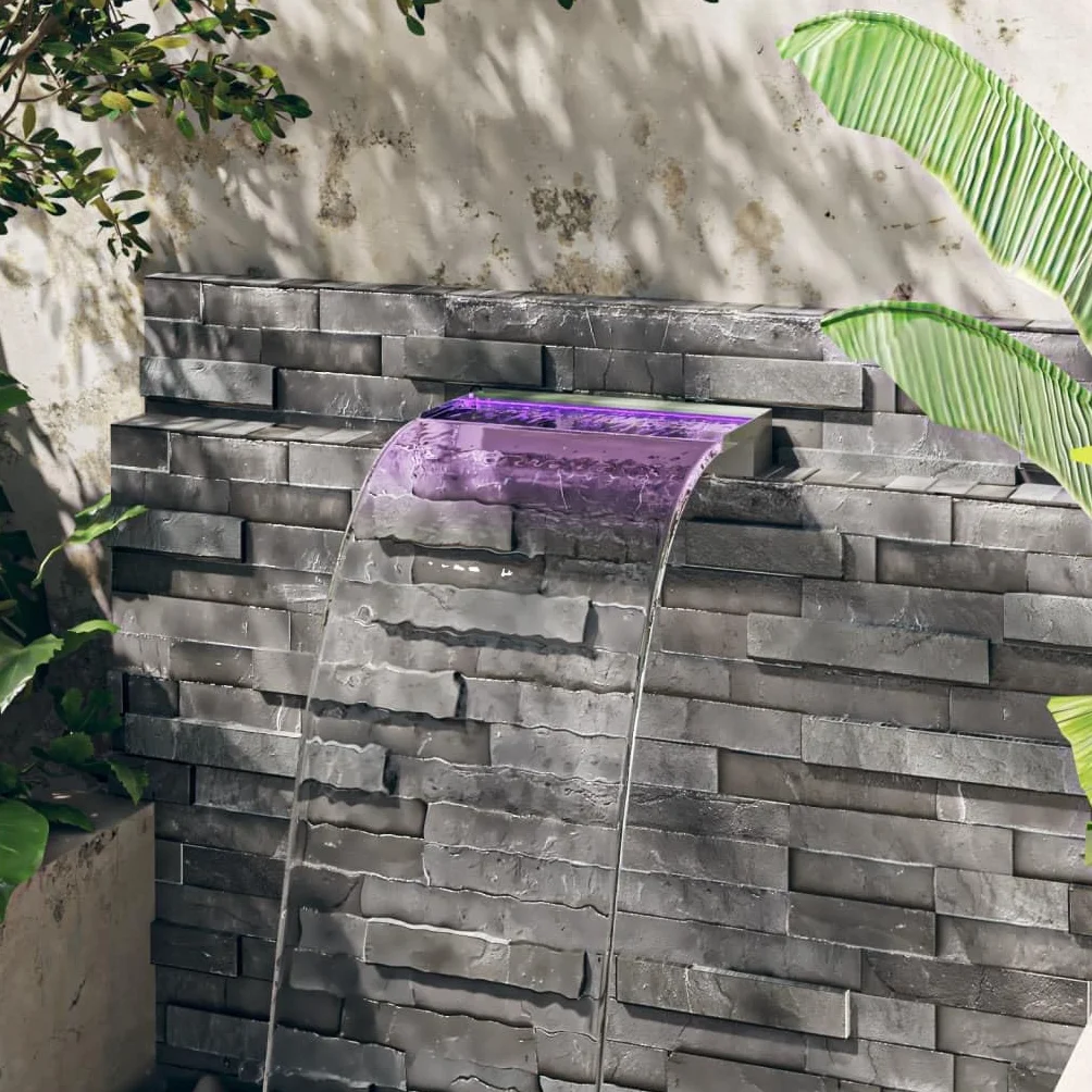 vidaXL Déversoir Cascade LED Fontaine Piscine Inox 45 cm RVB