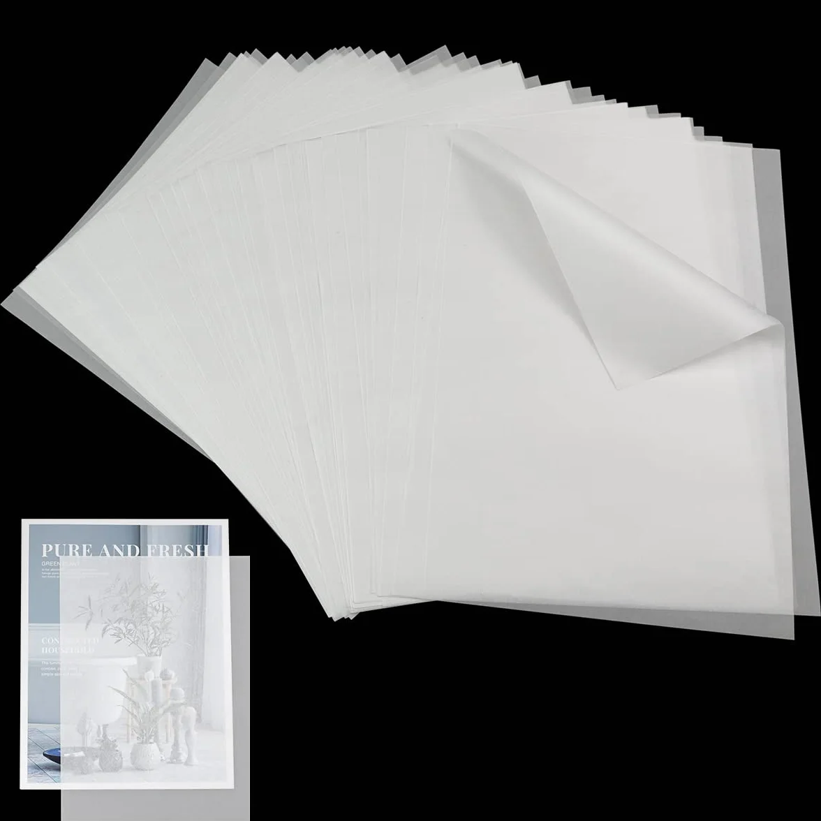 Papier transparent A4 17 g/m² Suofuolef 210 x 297 mm pour calquer et dessiner