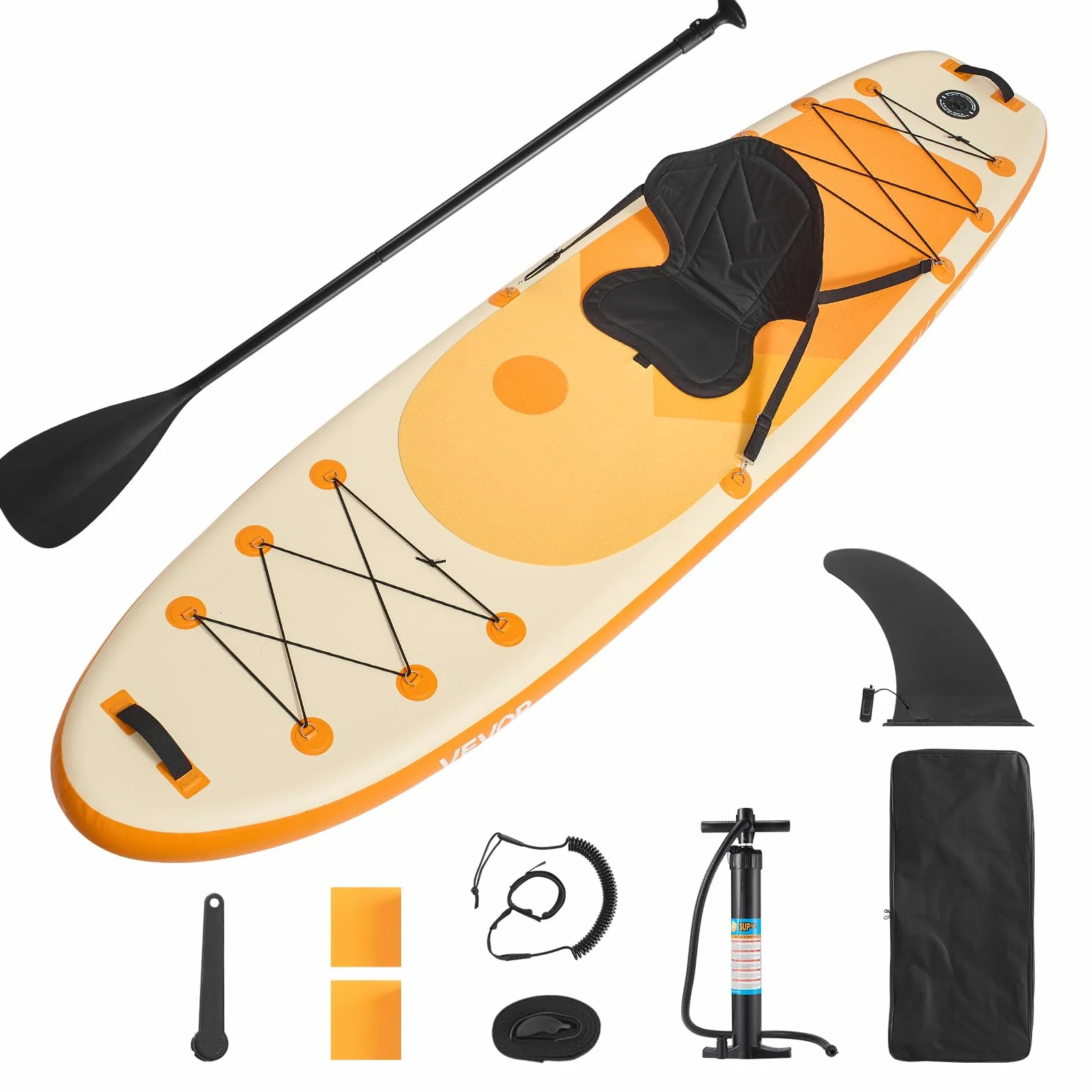 VEVOR Paddle gonflable avec siège, 304,8 x 83,8 x 15,2 cm, planche à pagaie debout sup ultra-légère avec accessoires, pompe, pagaie, aileron, sac à dos, laisse de cheville, sangle, pour jeunes adultes