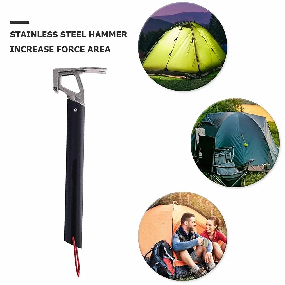 Marteau de Camping Multifonction en Aluminium avec Décrocheur de Piquets
