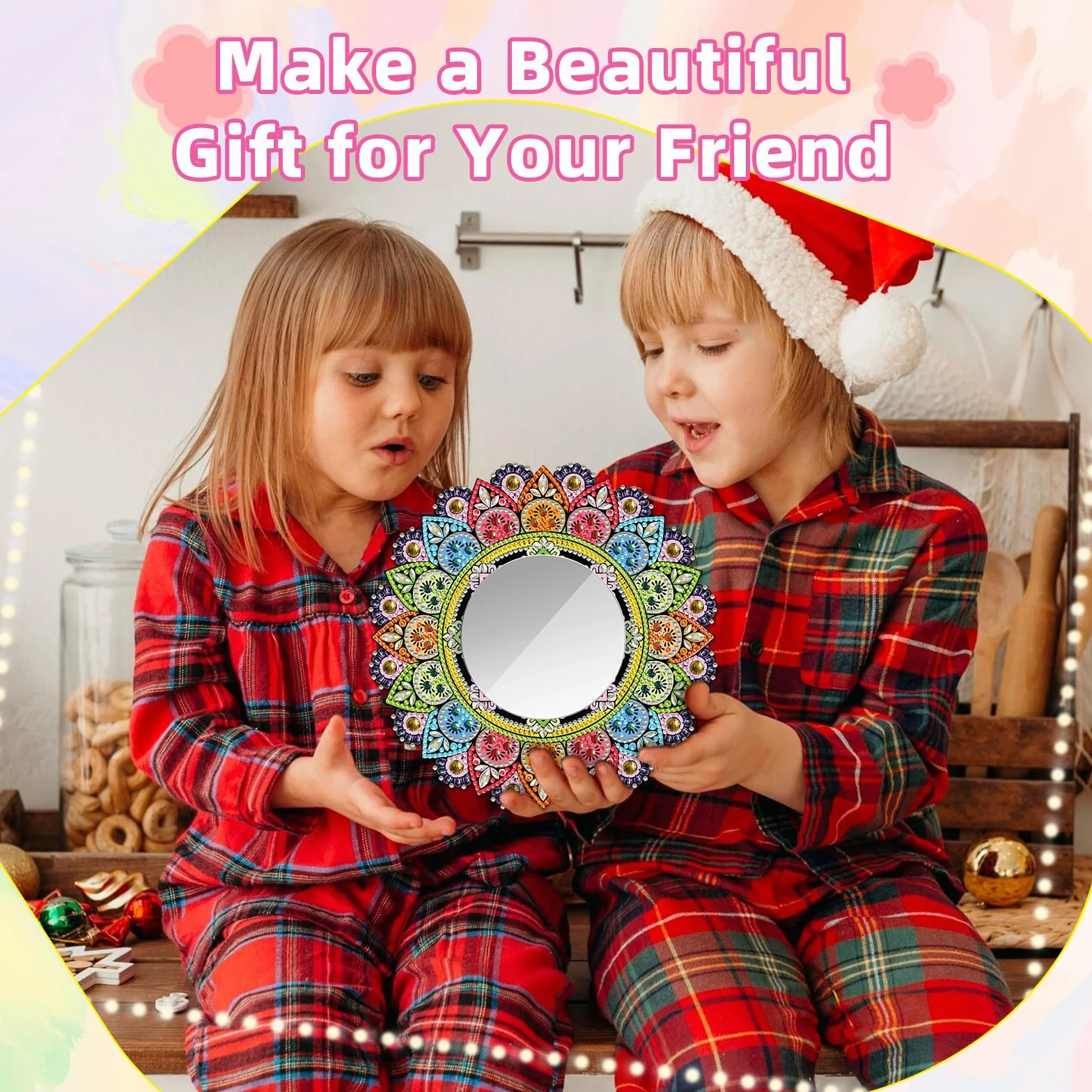 Starvortex 5D Diamond Painting Mirror Kit, Décoration Cristal DIY Mandala Miroir Maquillage, Activité Manuelle Enfant
