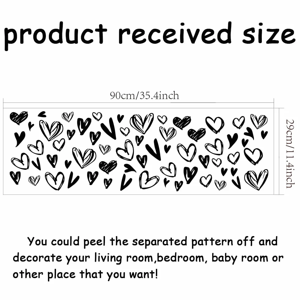 Stickers Muraux Noir et Blanc Amour Vinyle Mural Amovibles 29x90cm