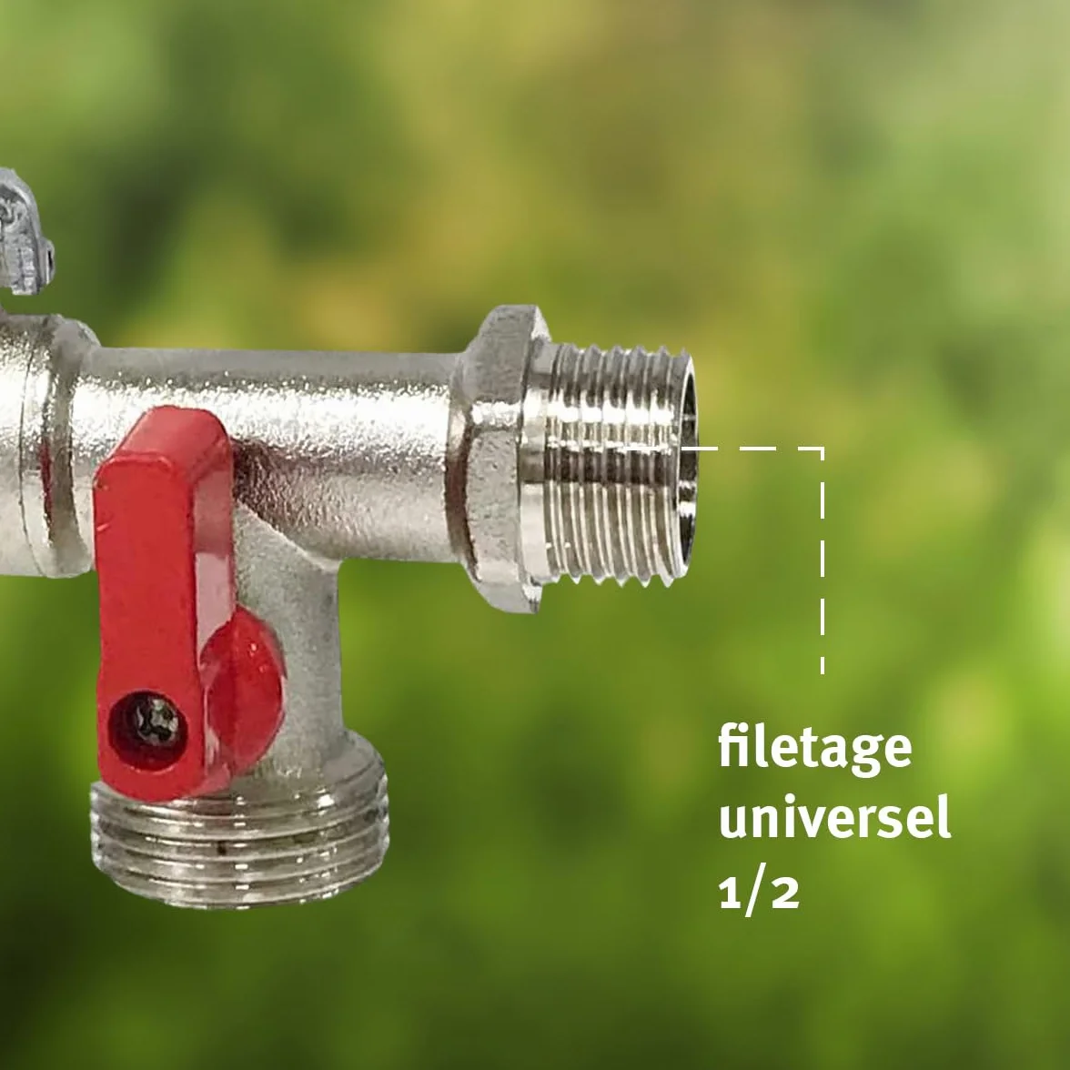 Robinet de Jardin Premium Double Sortie 1/2" - 3/4" Laiton Argent Aqua Control G6354