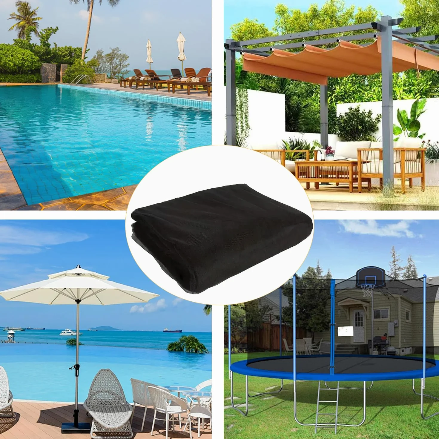 Moustiquaire Tonnelle Extérieure, 3 m x 6 m, Noir, Protection Anti-Insectes pour Pergola, Patio, Terrasse et Jardin