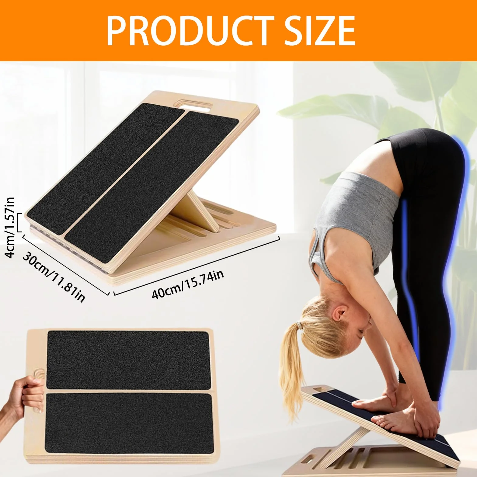 Planche Inclinée en Bois,Planche D'équilibre en Bois,Planche Inclinée Kiné,Réglable Balance Board Pour Étirez les Muscles de vos Jambes et Entraînement à L'équilibre