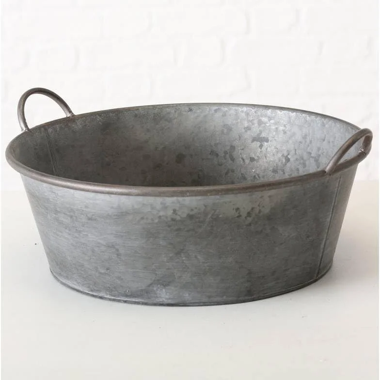 Bassine Métal Effet Zinc Bac à Plantes Jardinière Jackson 19x42x47,5cm