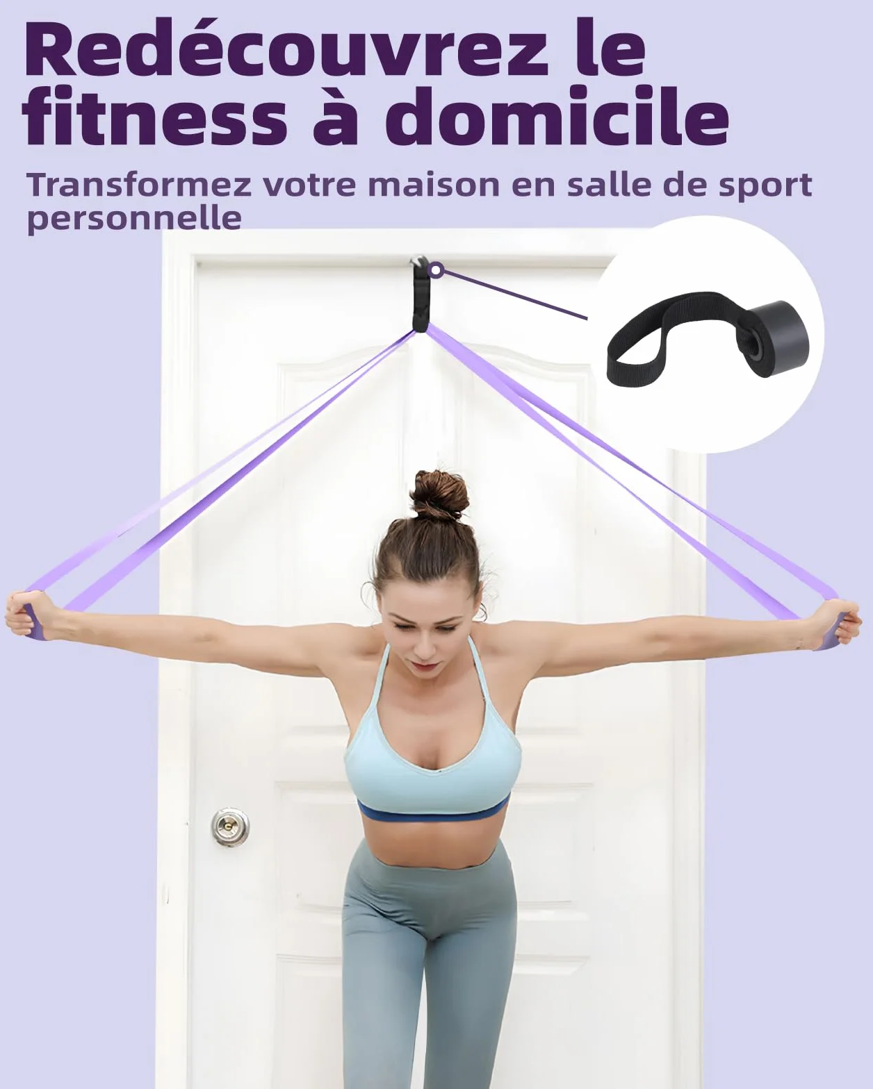 Fitense Kit Bandes de Résistance pour Femmes - Lot de Bande de Elastique Musculation avec Ancrage de Porte/Sac/Affiche, Bande de Resistance Traction pour Étirement/Pilates/Musculation/Thérapeutique
