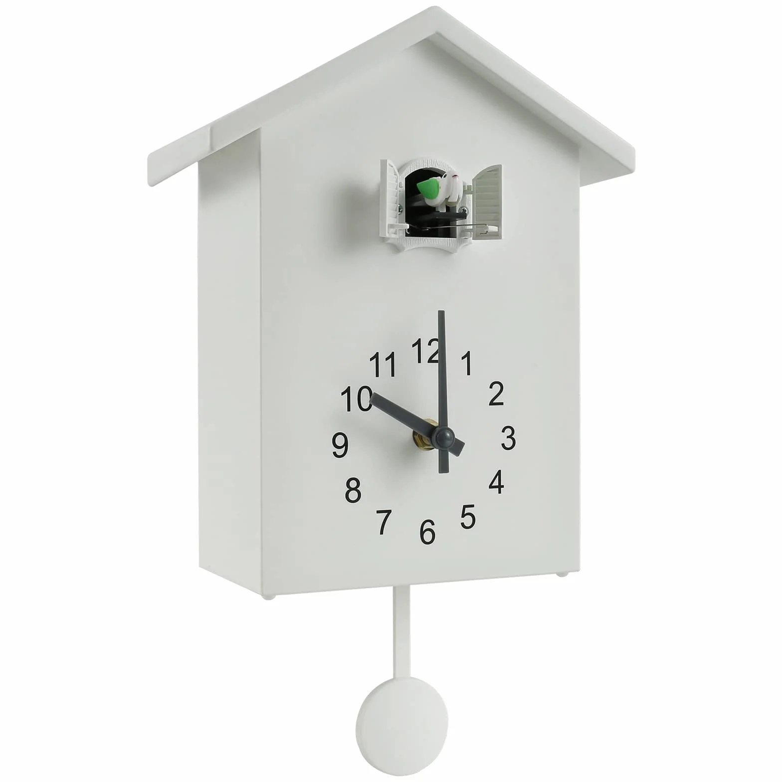 Horloge à Coucou Moderne Murale avec Pendule, Décoration Maison Salon Bureau Blanc