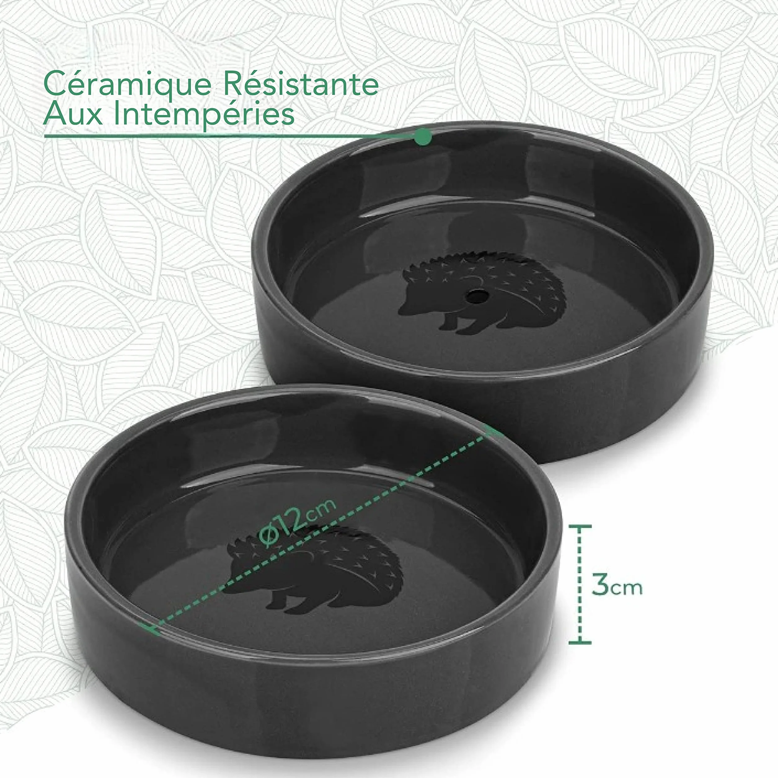 Mangeoire Hérisson en Céramique - Bol à Eau et Distributeur de Nourriture pour Animaux