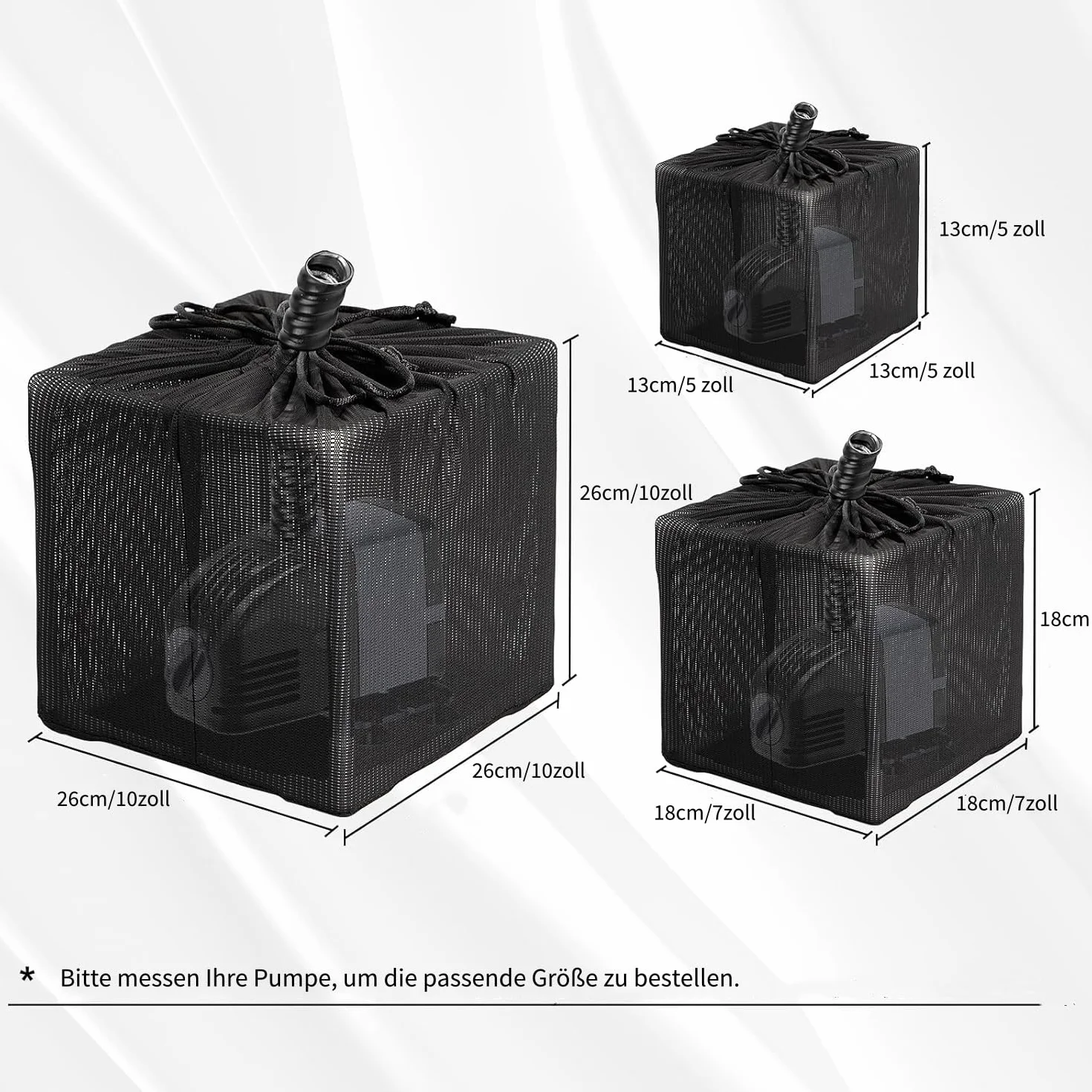Sac filtrant pour bassin en maille filet noir 25,4 cm