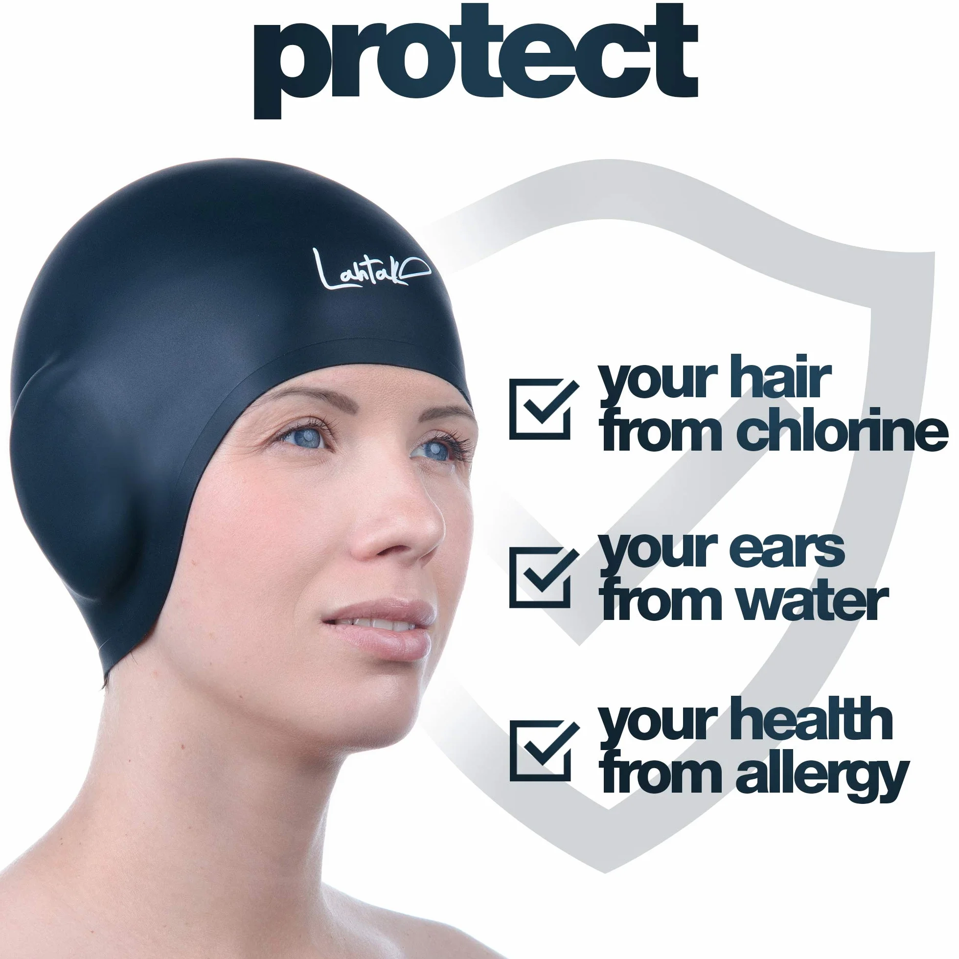 Lahtak Bonnet de Bain Protection Oreille 3D - Bonnet de Bain Femme Homme Enfant - Bonnet Piscine - Bonnet Natation - Bonnet Etanche Silicone Impermeable