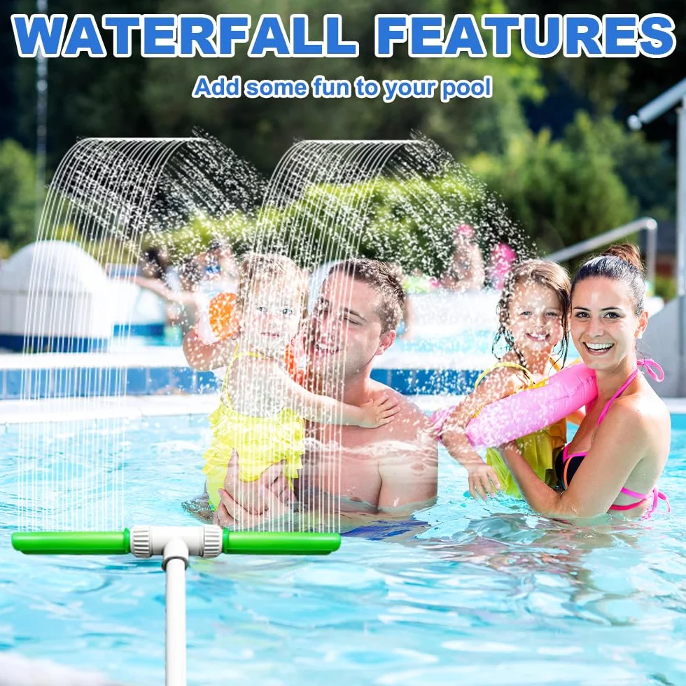 Fontaine à Eau Ajustable à 360° à Double Pulvérisation pour Piscine Cascade, Accessoire Asperseur avec Adaptateur