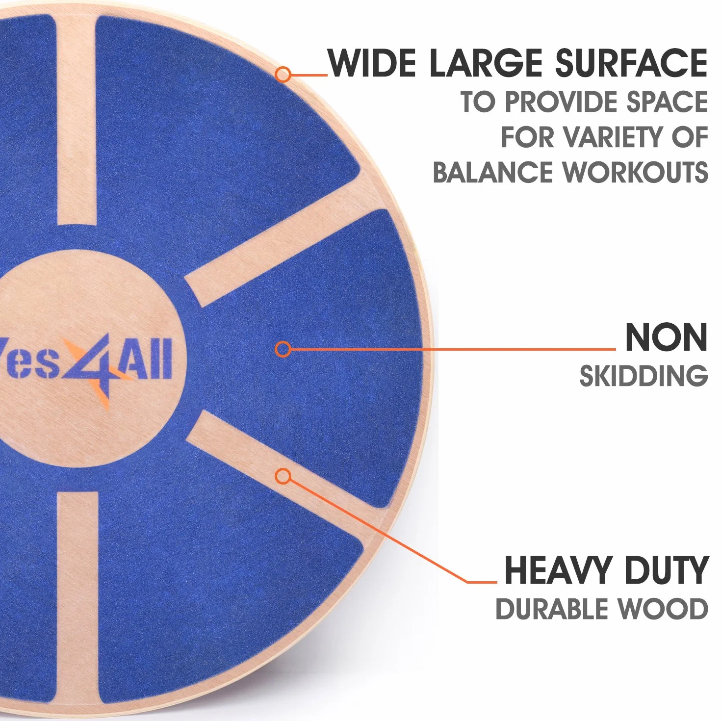 Yes4All Planche d'équilibre en bois – Exercice d'équilibre et de stabilité 40 cm de diamètre