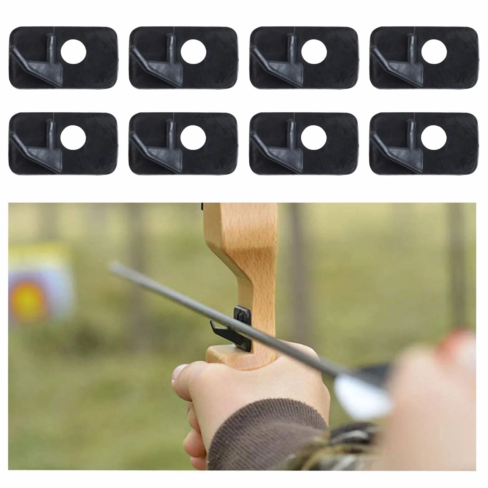 GIONAR 8PCS Repose-Flèche de Tir à l'arc, RH Arc Classique Repose-Flèche, Chasse Tir Ciblage Accessoire, Classique Repose-Flèche en Plastique Noir Tir à l'arc pour Chasse Adultes Droitiers