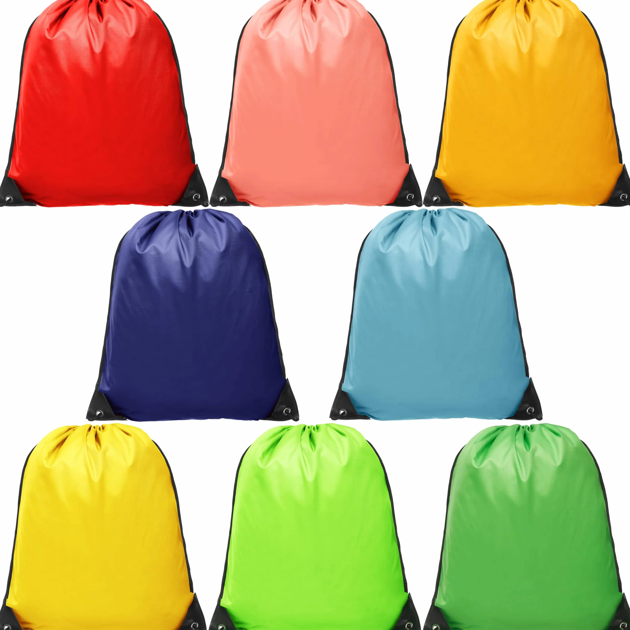 Bramble 8 Sacs à Cordon, 8 Couleurs (43x34cm) - Coins Renforcés - Tissu Polyester Résistant - Sport, Gym, École, Piscine, Plage pour Enfants & Adultes