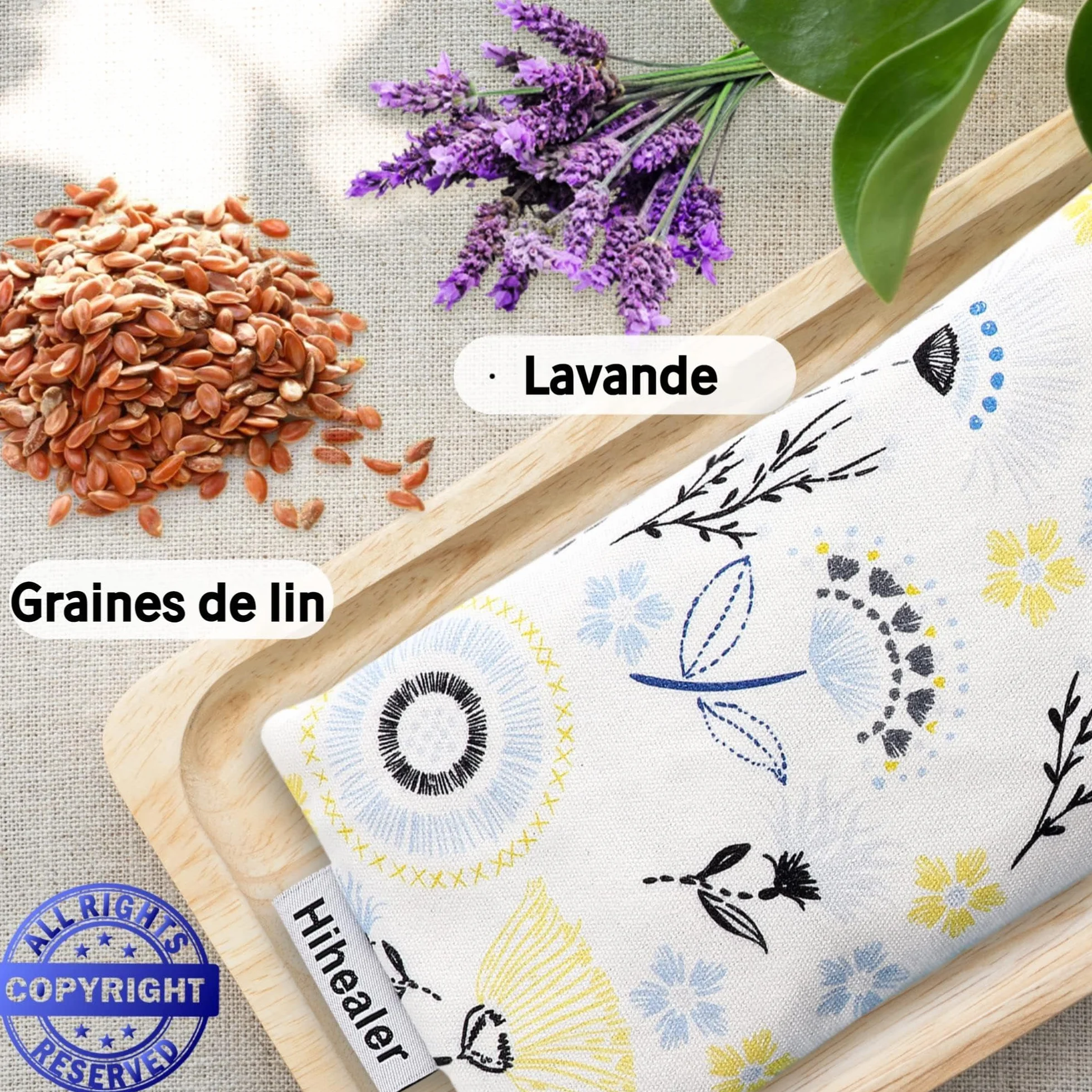 Hihealer Coussin pour Les Yeux à la Lavande avec Housse Supplémentaire - Masque Relaxant pour Sommeil, Yoga, Méditation et Détente pour Femmes