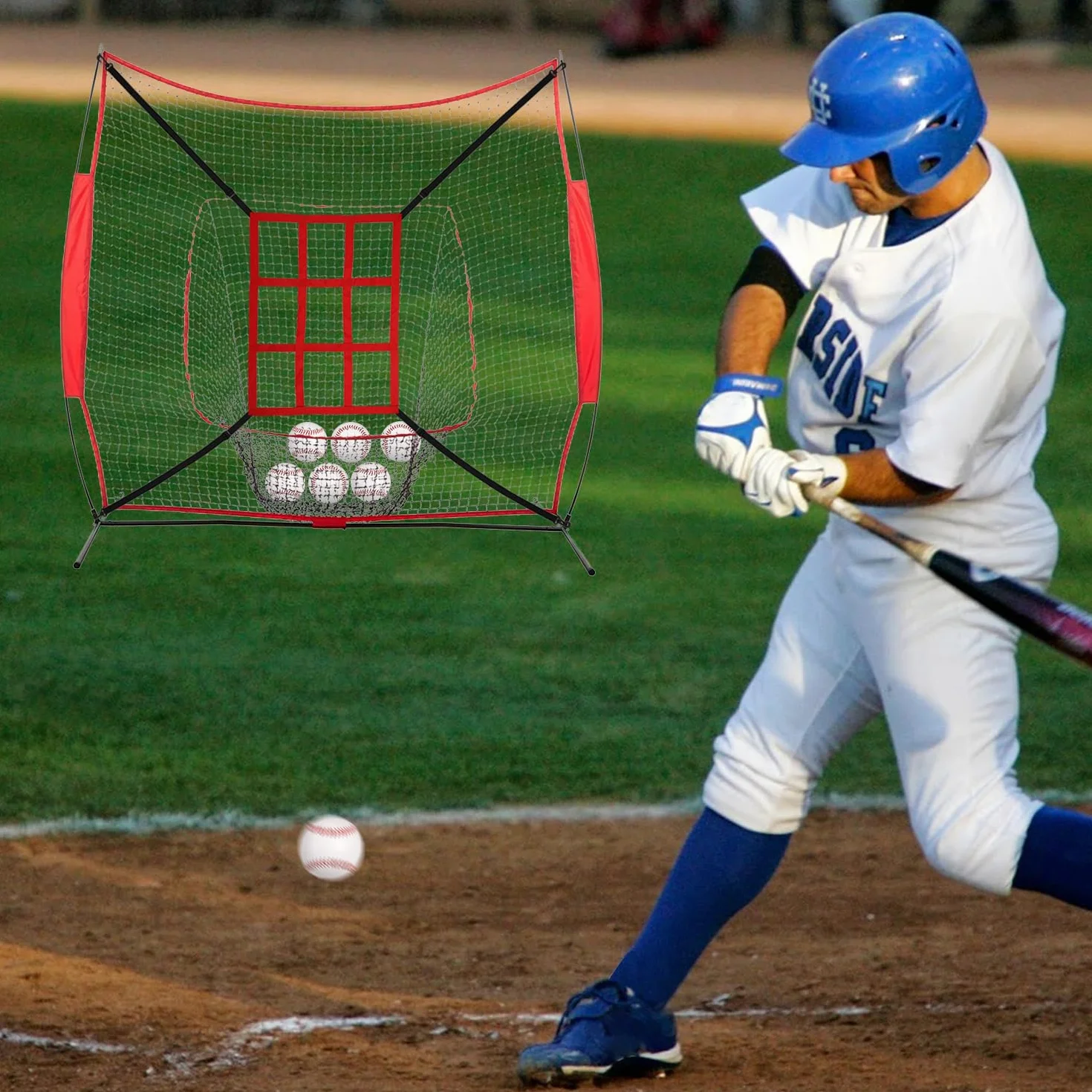 2pcs Filet Entrainement Baseball, Filet de Pratique de Baseball Réglable avec Zone de Frappe Filet de Zone de Frappe de Baseball pour la Pratique de la Précision de l'Entraînement au Lancer