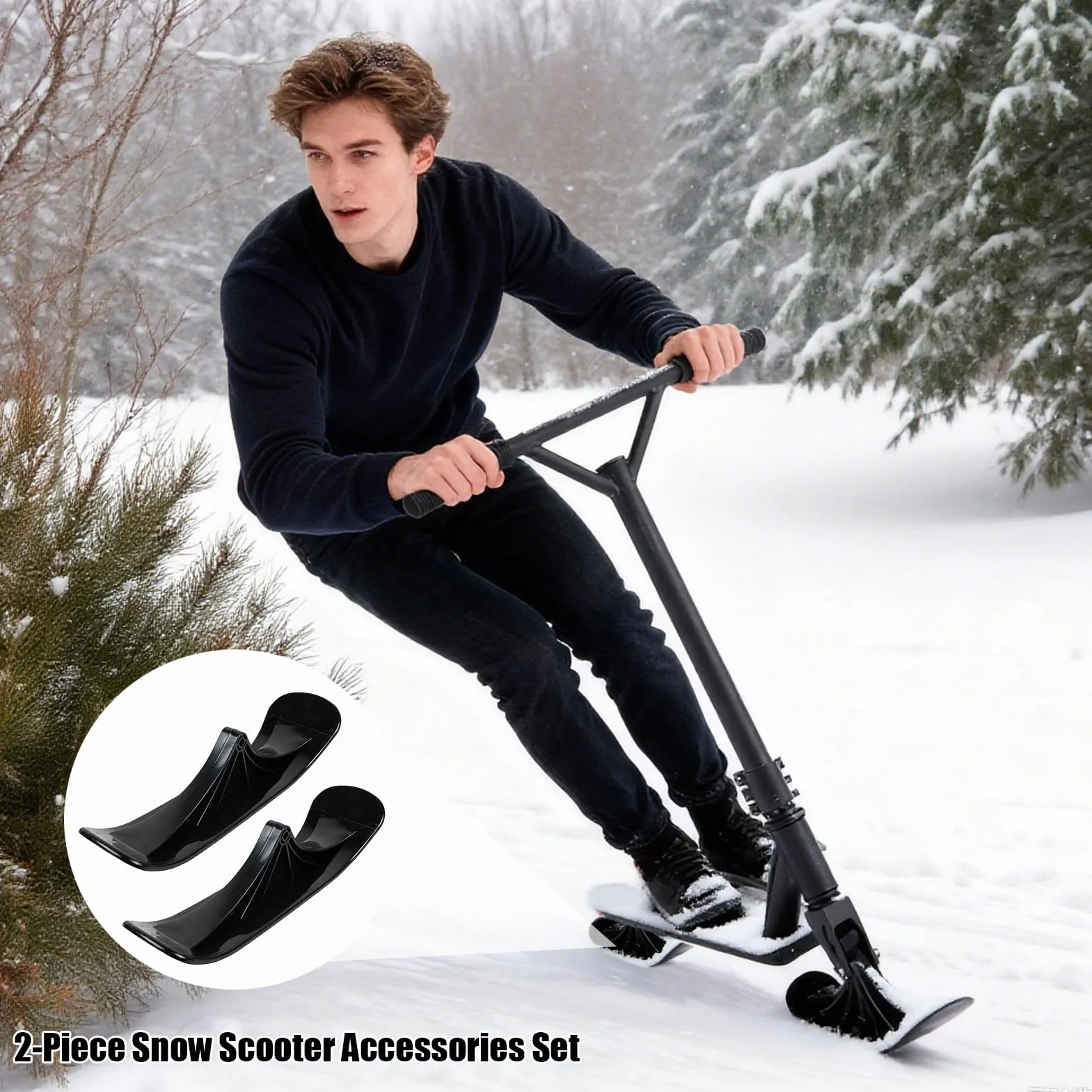 Kit de conversion pour trottinette à neige, 1 paire de skieurs de neige, accessoires de transformation de luge à neige, kit de planche à neige pour ski, scooter, poussette