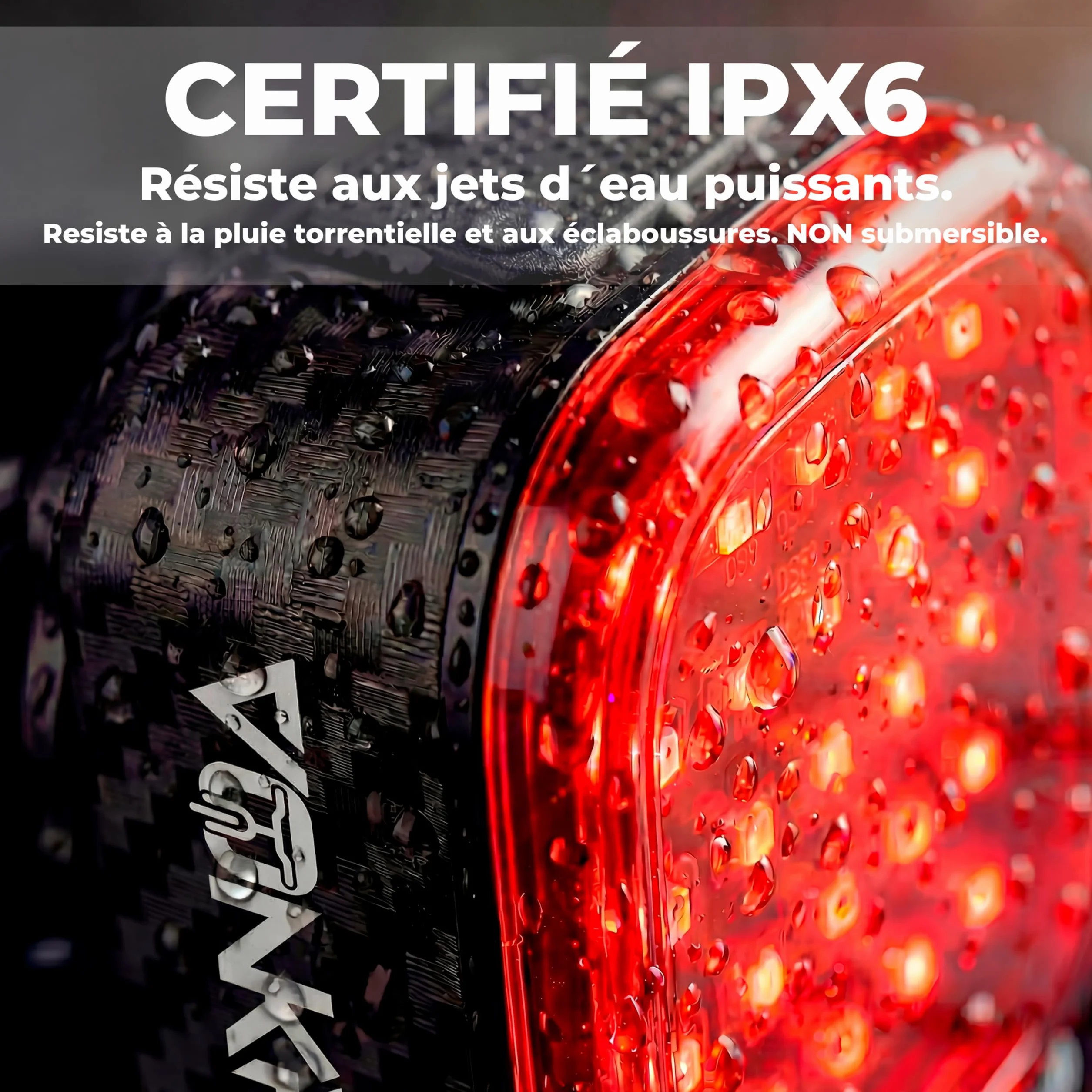 Feu Arrière Vélo LED Clignotant 60 Lumens - Fixation Ultra-Solide Anti-Vibration - IPX6 Étanche - USB-C Rechargeable - Allumage Automatique - Système Compatible Garmin - Vonkra T60