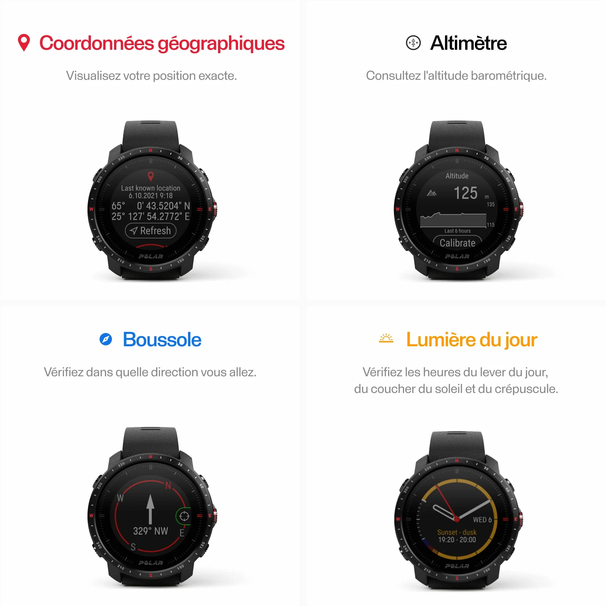 Polar Grit X Pro Montre GPS Multisport Connectée Résistance Militaire Verre Saphir Fréquence Cardiaque Autonomie Prolongée Navigation