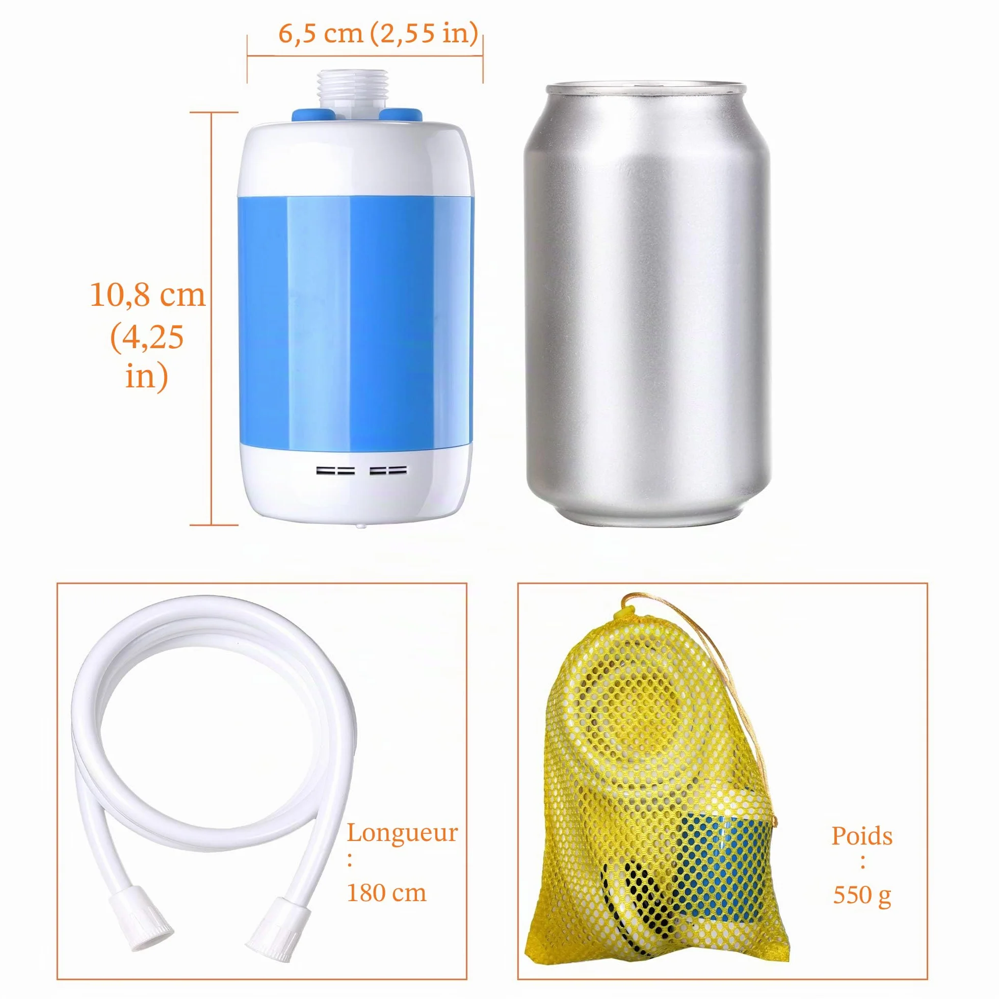 Laserbeak Douche Portable Douche de Camping avec Tête de Douche Vanne D'arrêt et Batterie 4800mAH intégrée