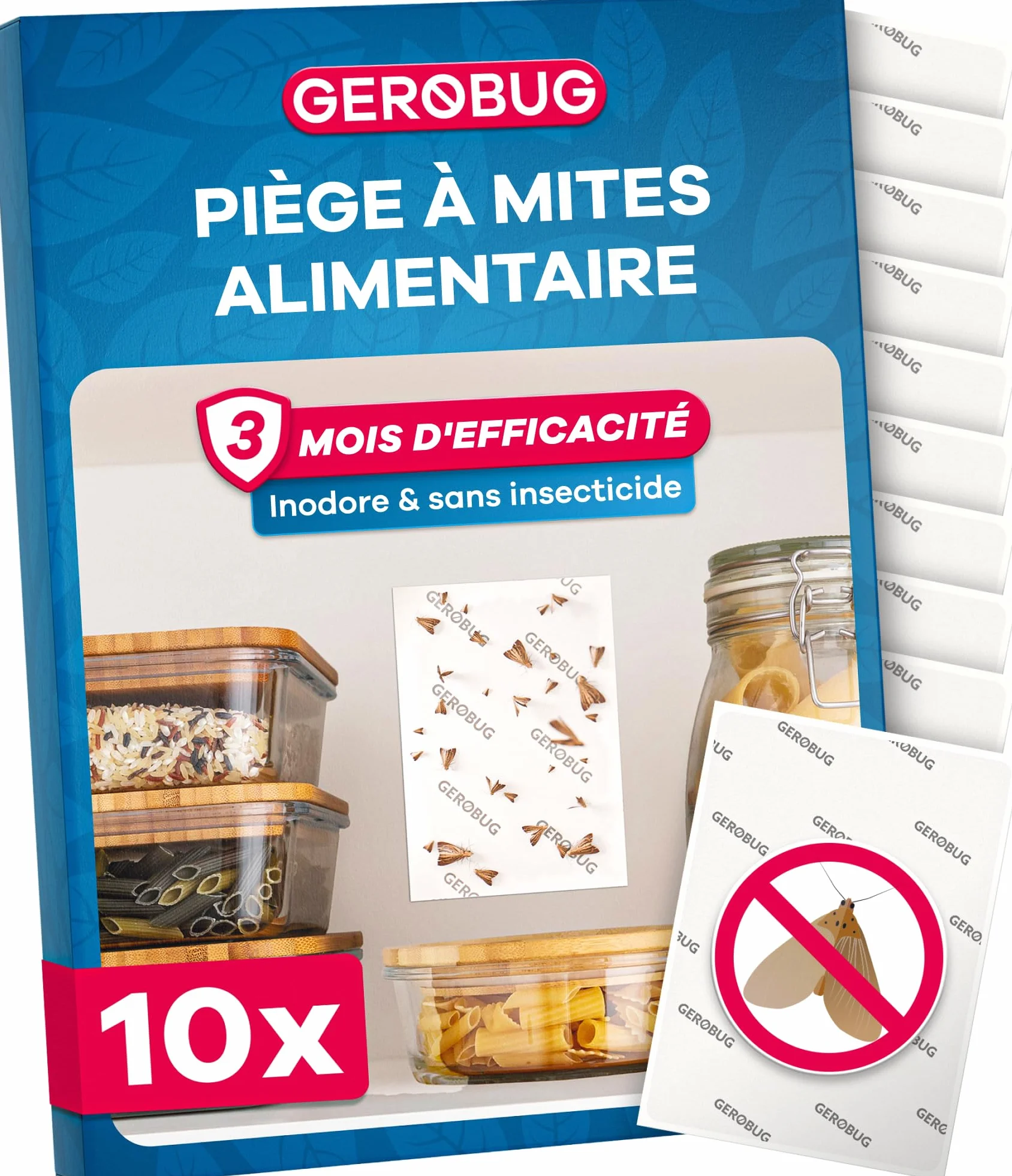 GEROBUG Piège à Mites Alimentaires 10 pièces XXL Pack - Pièges à Phéromone Sans Odeur Longue Durée
