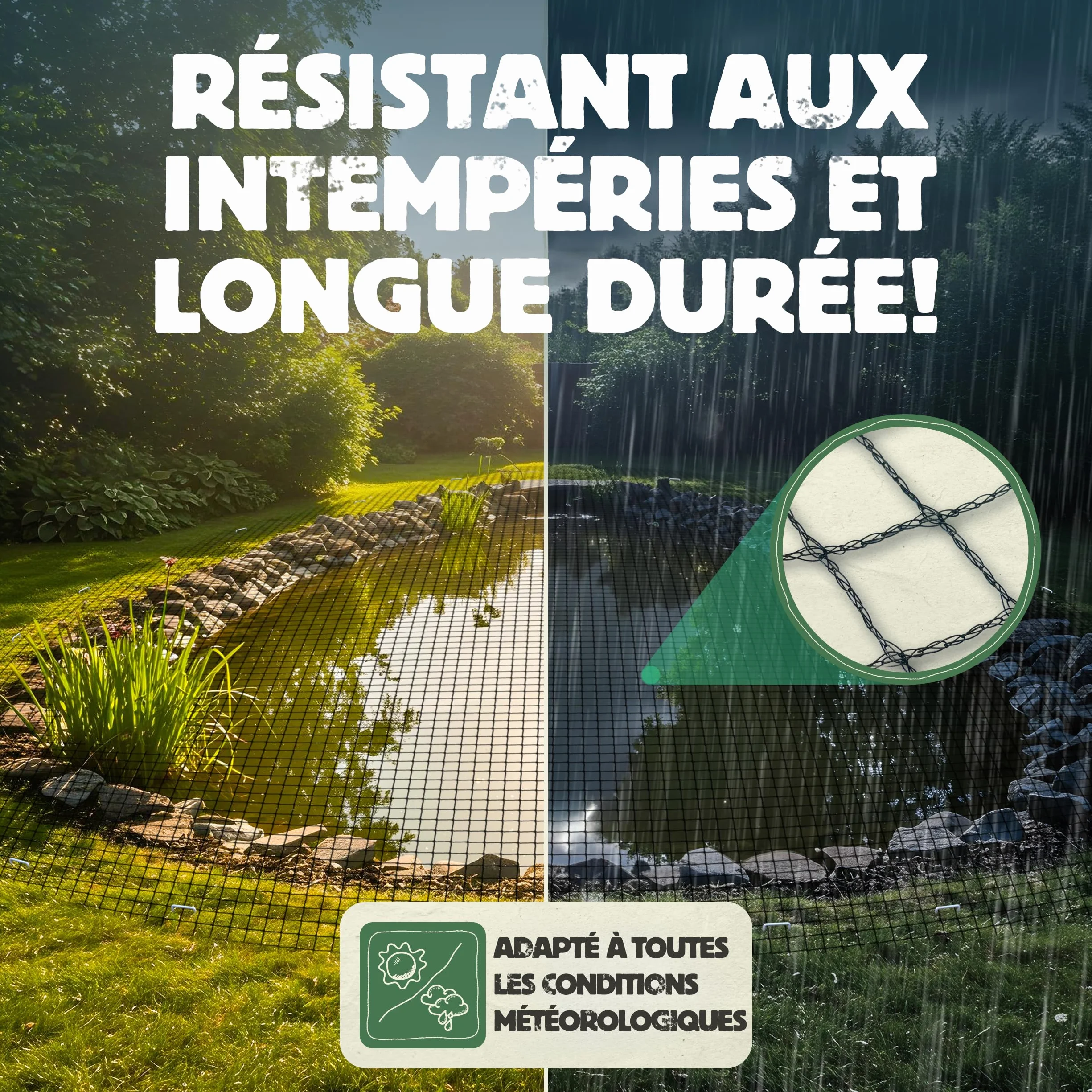 LAINFELD Filet d'étang à mailles fines 2 x 5 m Résistant aux intempéries et aux UV Filet de balcon contre les pigeons et les hérons