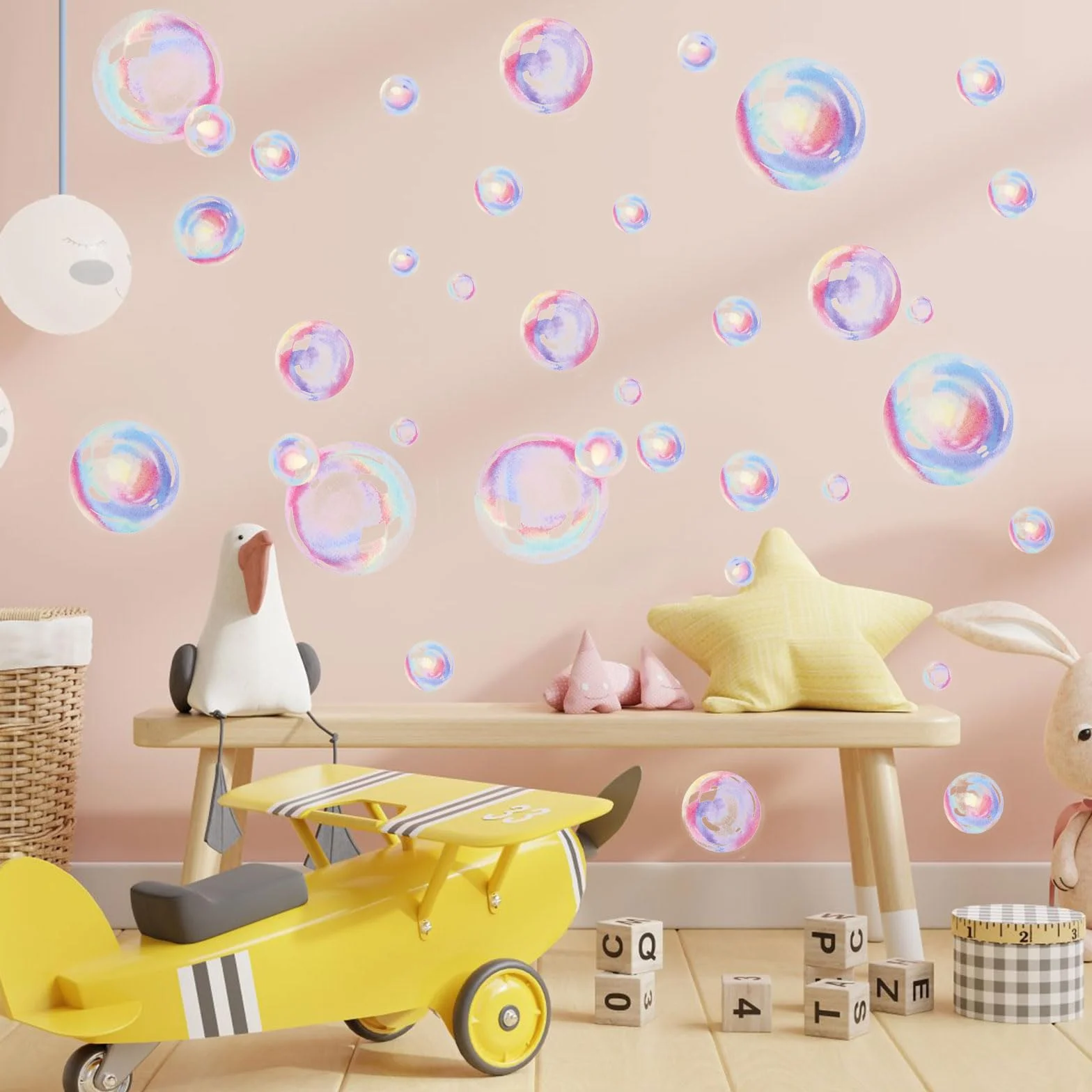 Autocollants Muraux à Bulles Colorées Découpes Océan pour Chambre d'Enfant