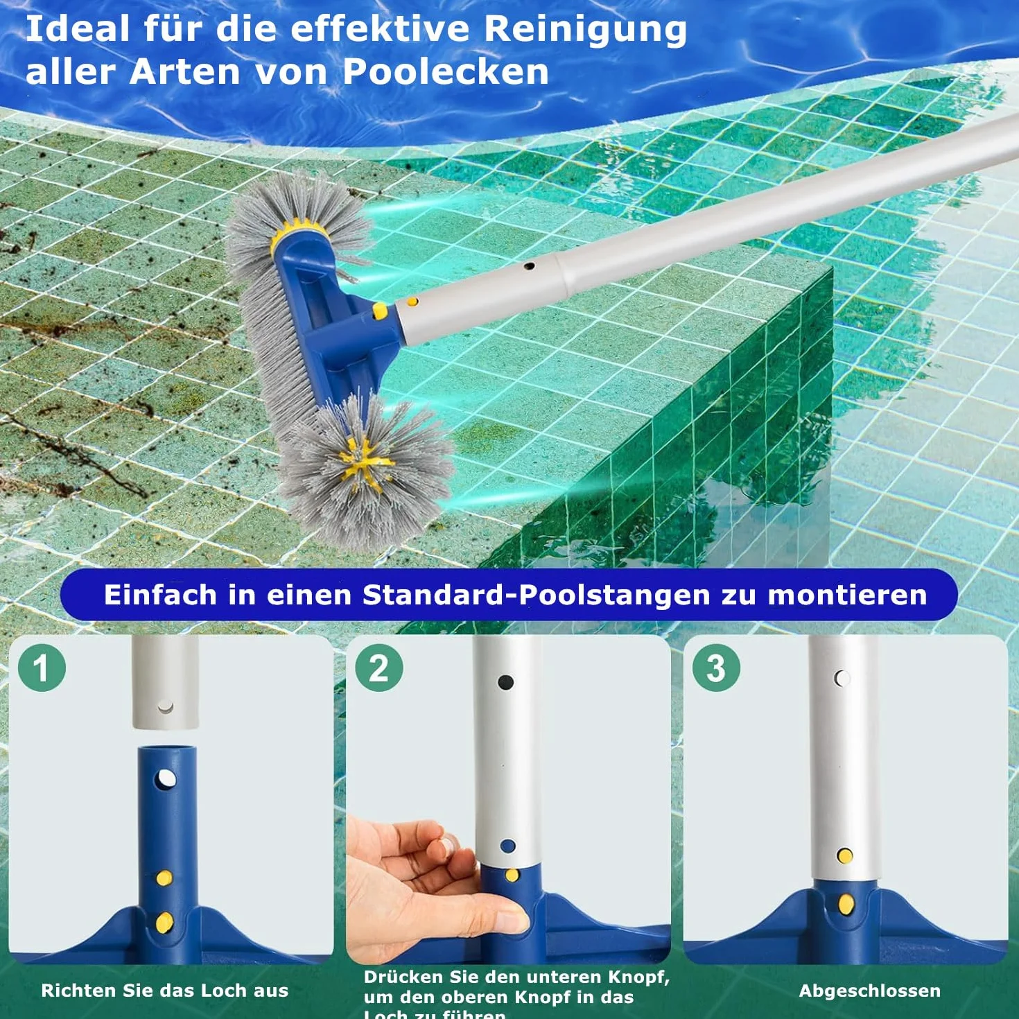 PooLiFE Brosse de piscine 31,75 cm extrémités rondes