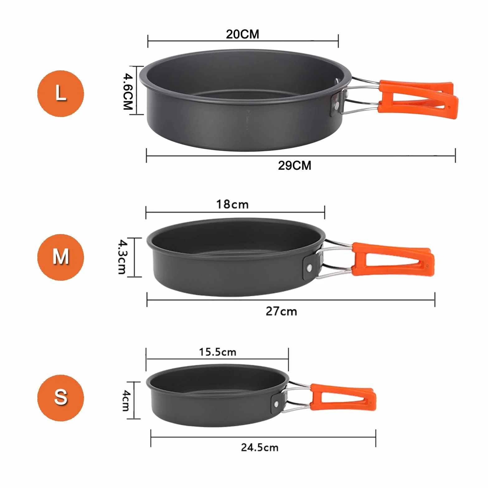 Poêle à frire de camping légère et antiadhésive avec poignée pliable pour camping en plein air, pique-nique, randonnée(grand)