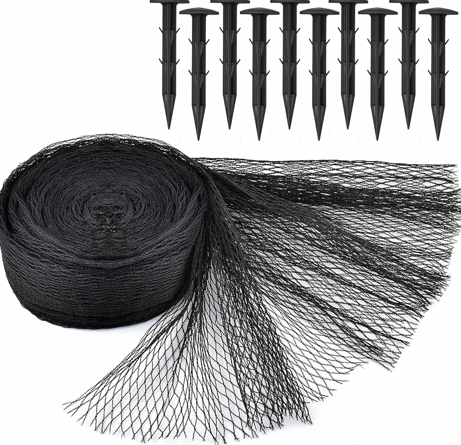 Kit de filet pour bassin à koï 4,5 x 6 m Noir Maille fine tissée Protection UV Réutilisable